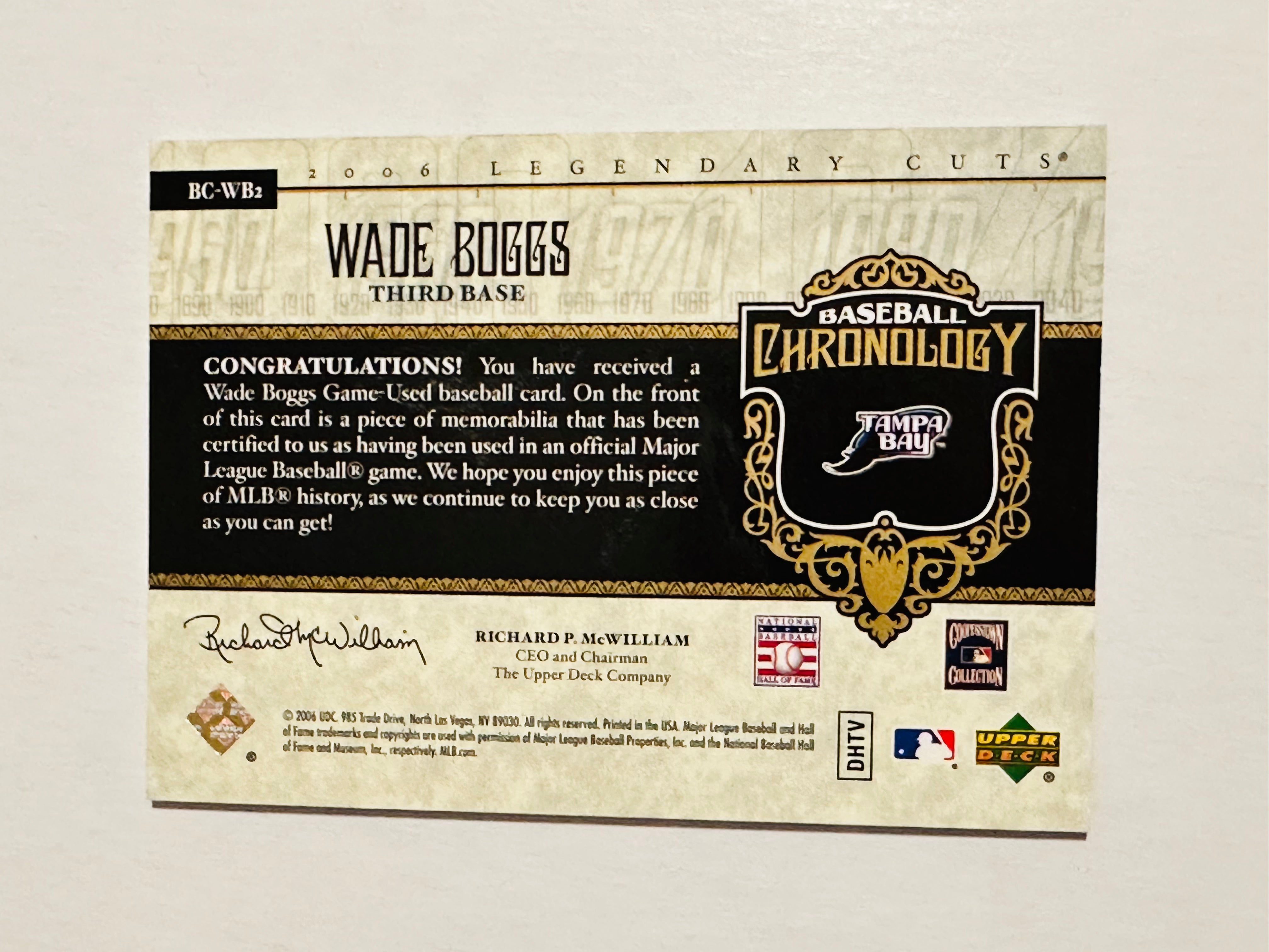 Wade Boggs baseball legend, bat,memorabilia insert card