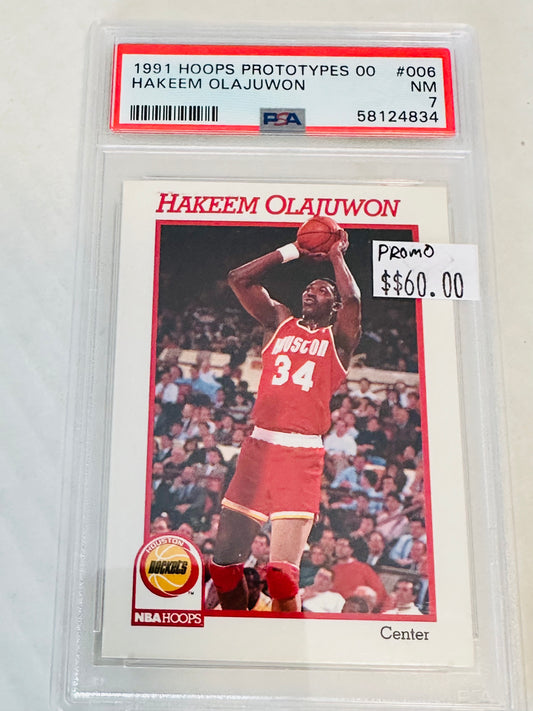 Hakeem Olajuwon rare hoops promo graded PSA 7 basketball card