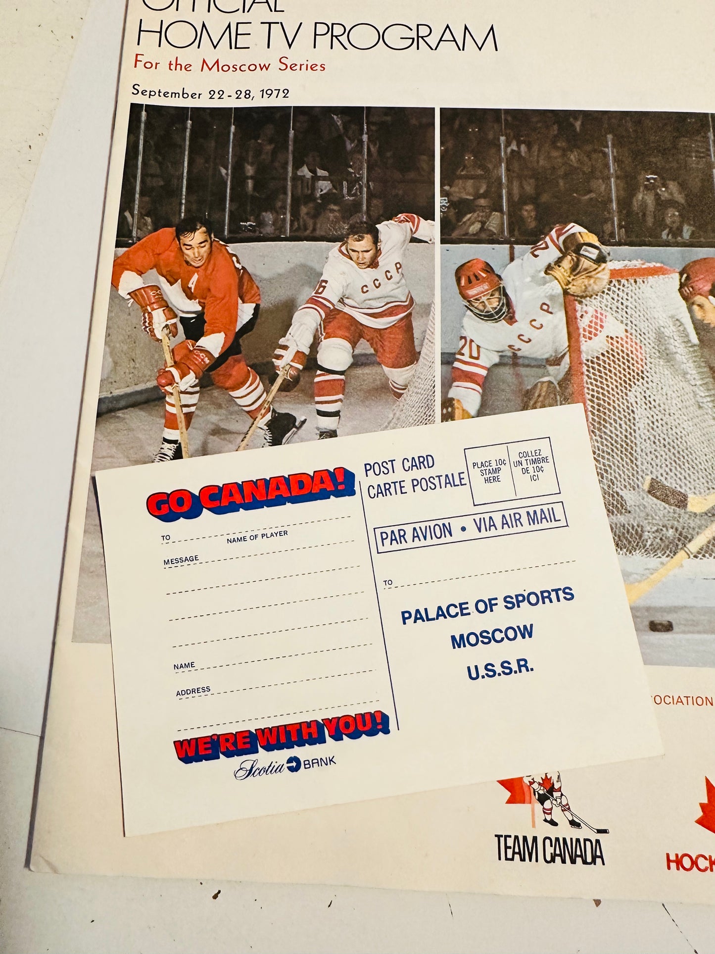 Team Canada rare 1972 original Home program with postcard 1972