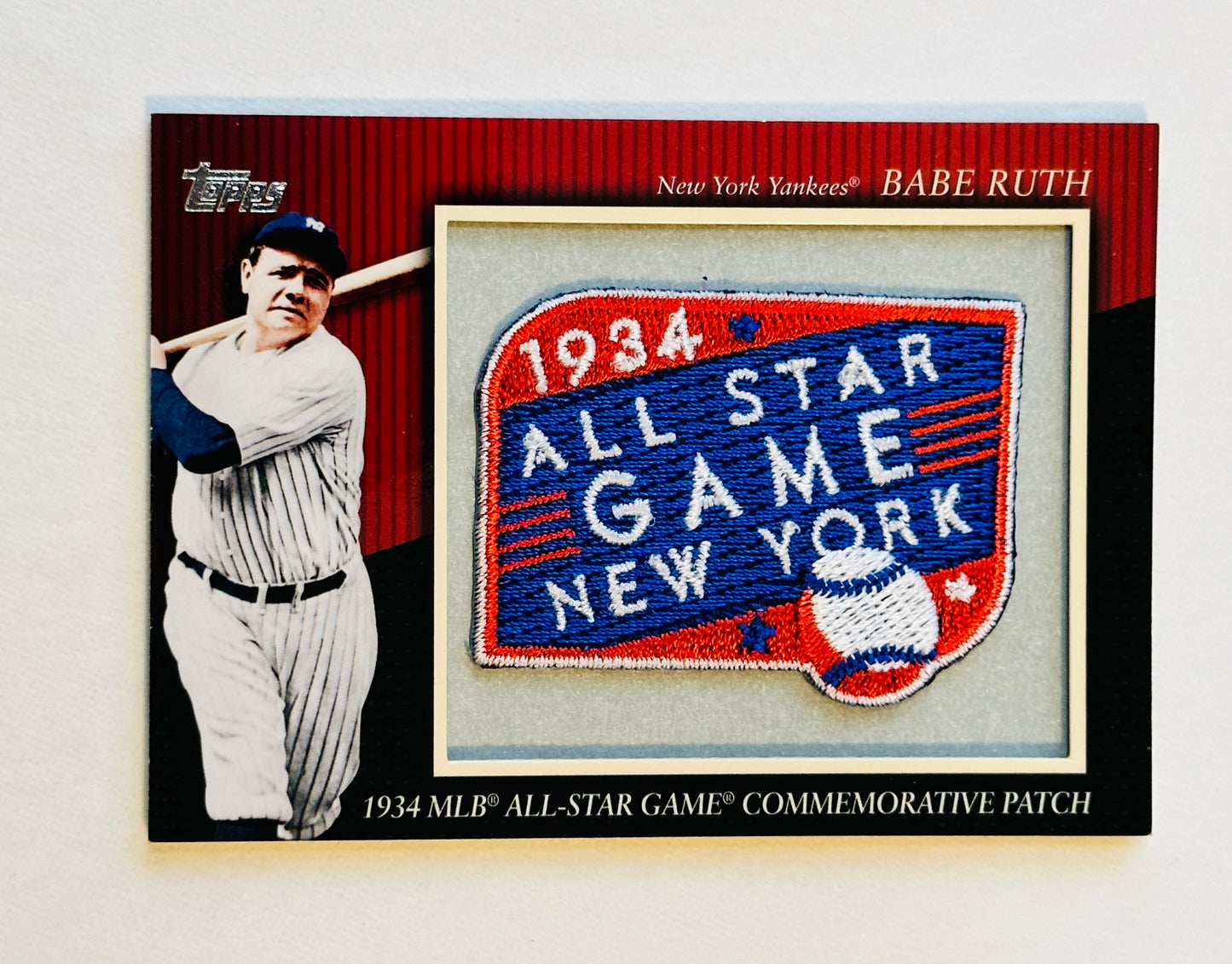 Babe Ruth Yankees All Star game Topps commerative patch baseball insert card 2010