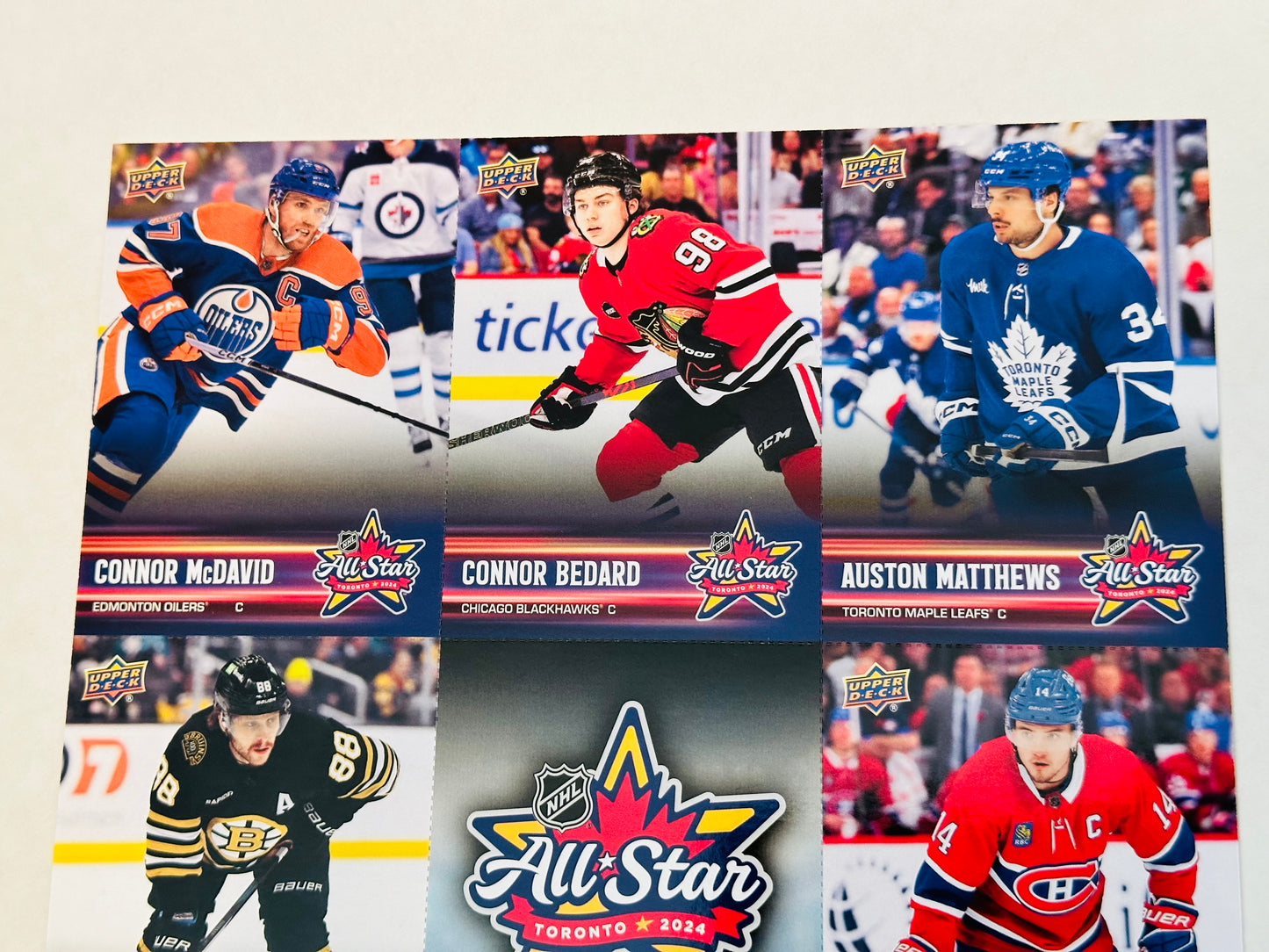 Connor Bedard Upper Deck Rookie hockey card All-Star game limited issued uncut cards sheet 2024