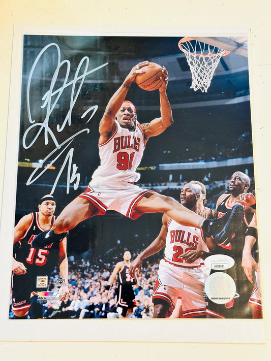 Dennis Rodman rare autograph 8x10 signed photo certified by JSA