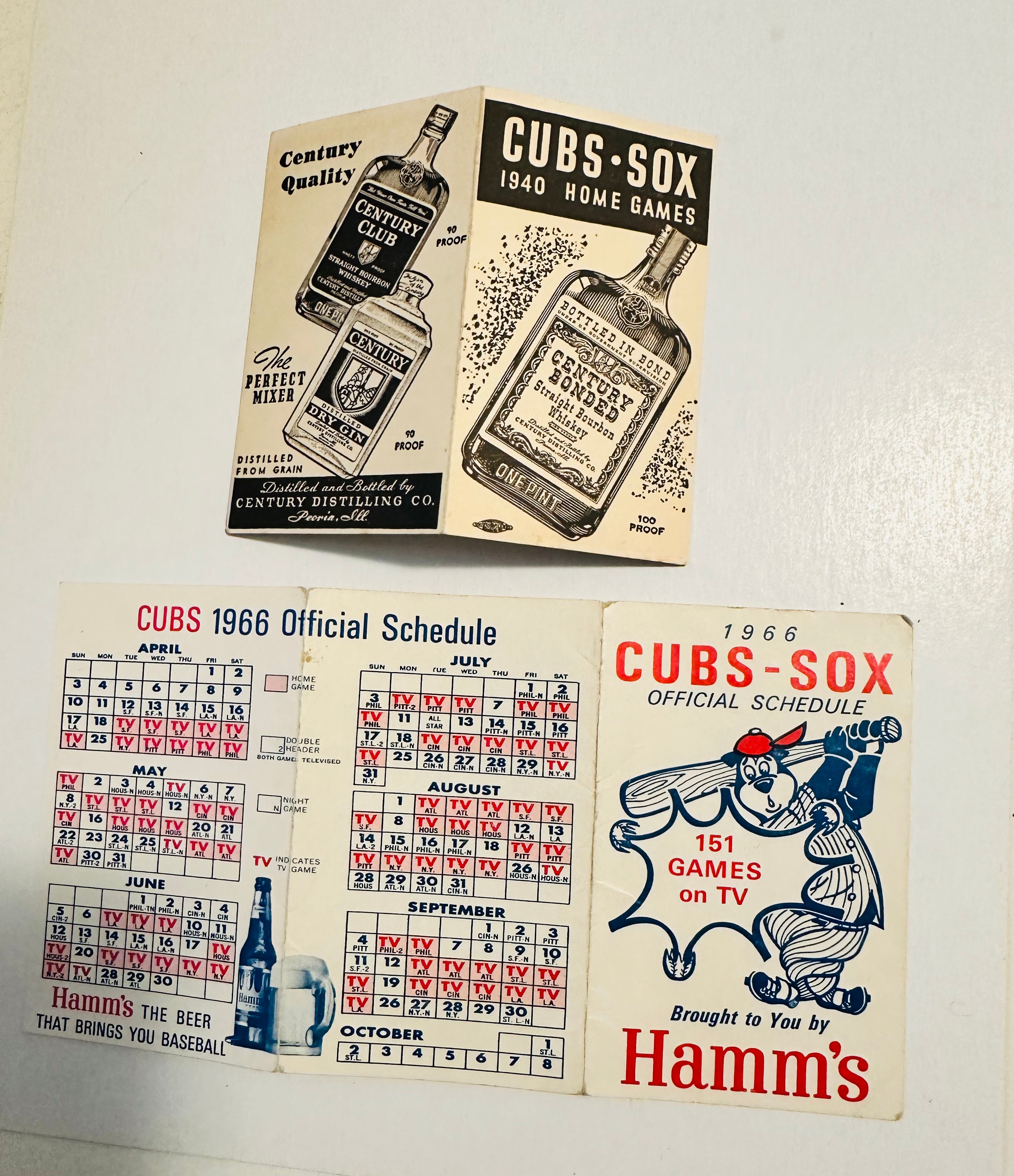 Chicago Cubs baseball vintage schedules 1940, 1966