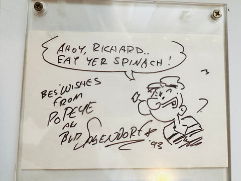 Popeye rare original art sketch by Bud Sagendorf. Sold with COA