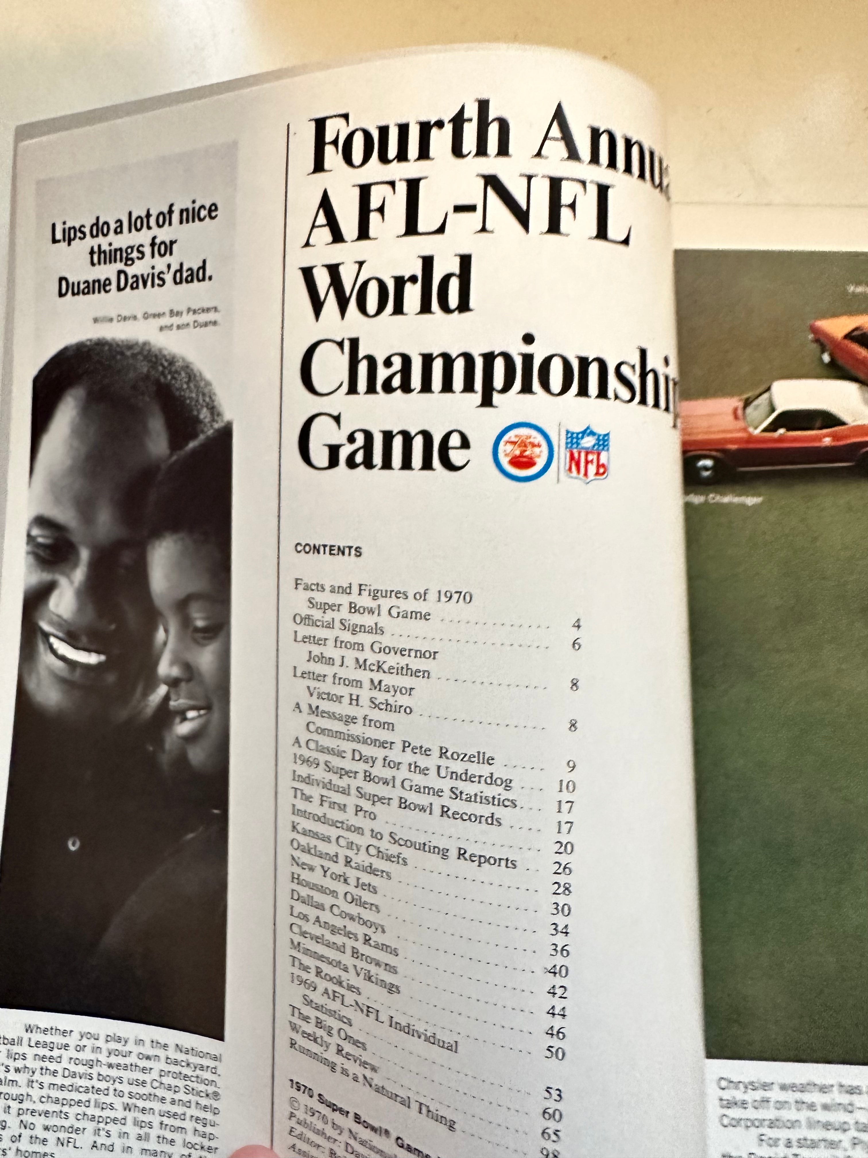 Super Bowl rare original game program 1970