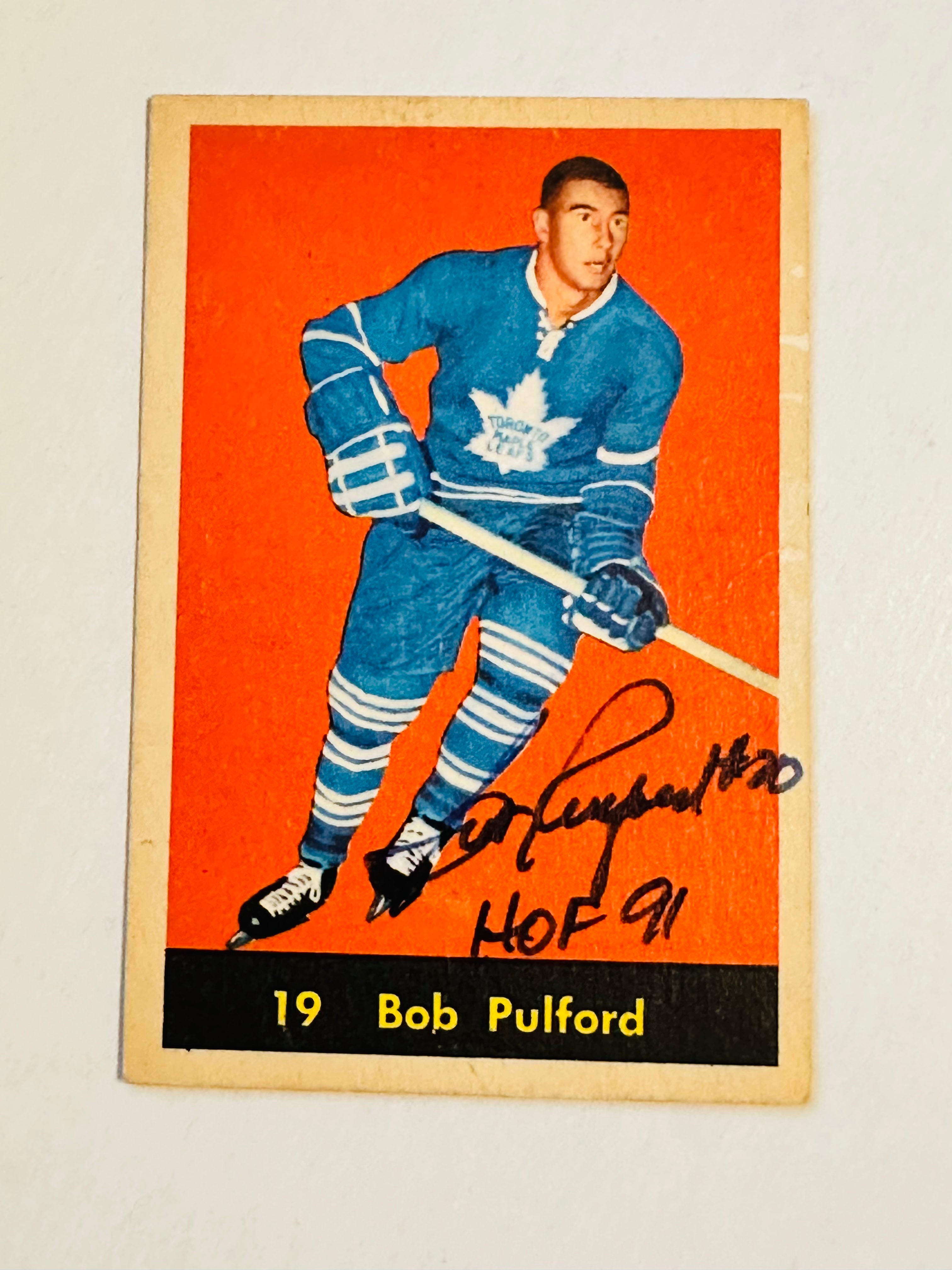 Toronto Maple Leafs Parkhurst Bob Pulford signed hockey card with COA 1960