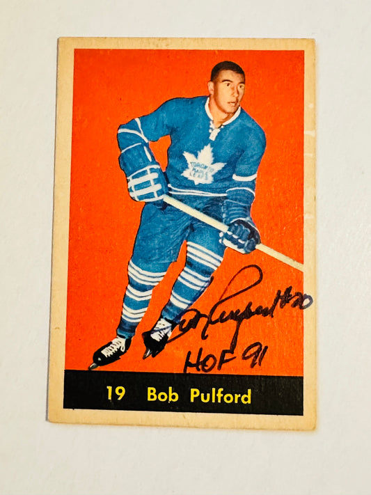 Toronto Maple Leafs Parkhurst Bob Pulford signed hockey card with COA 1960