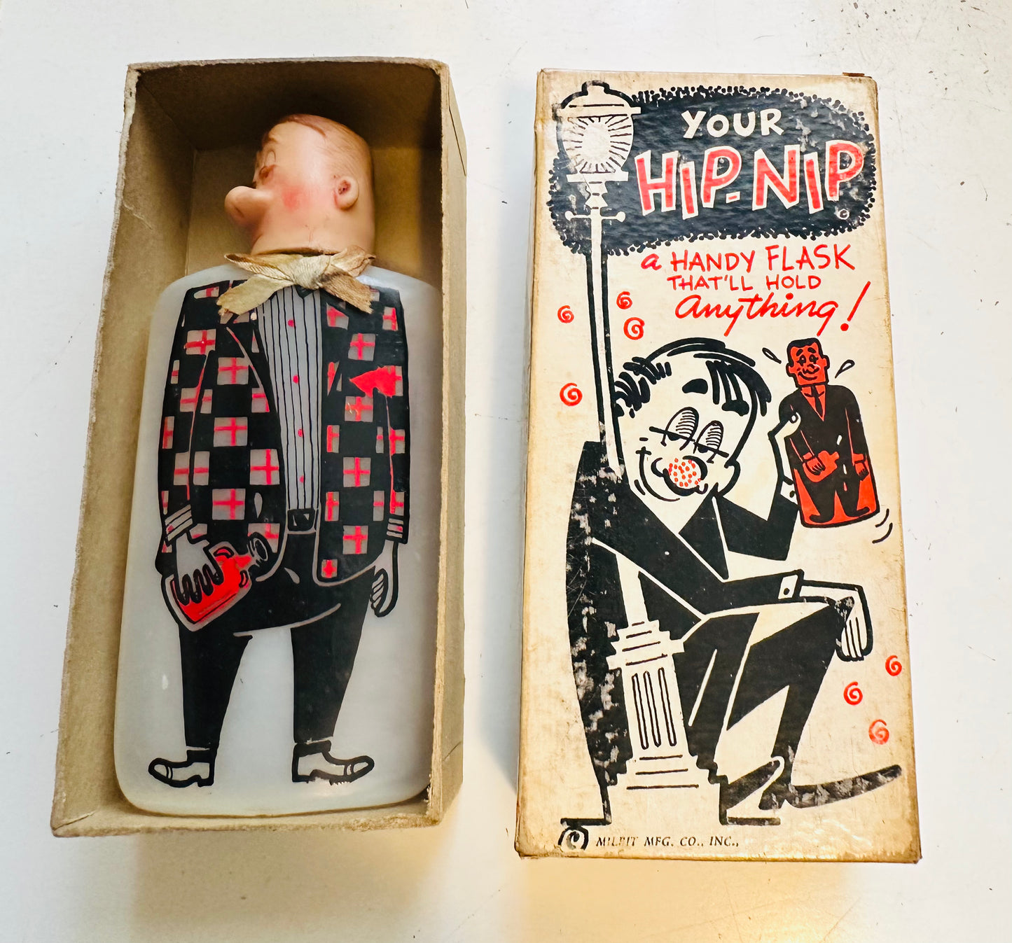 1950s rare plastic empty liquor flask with box