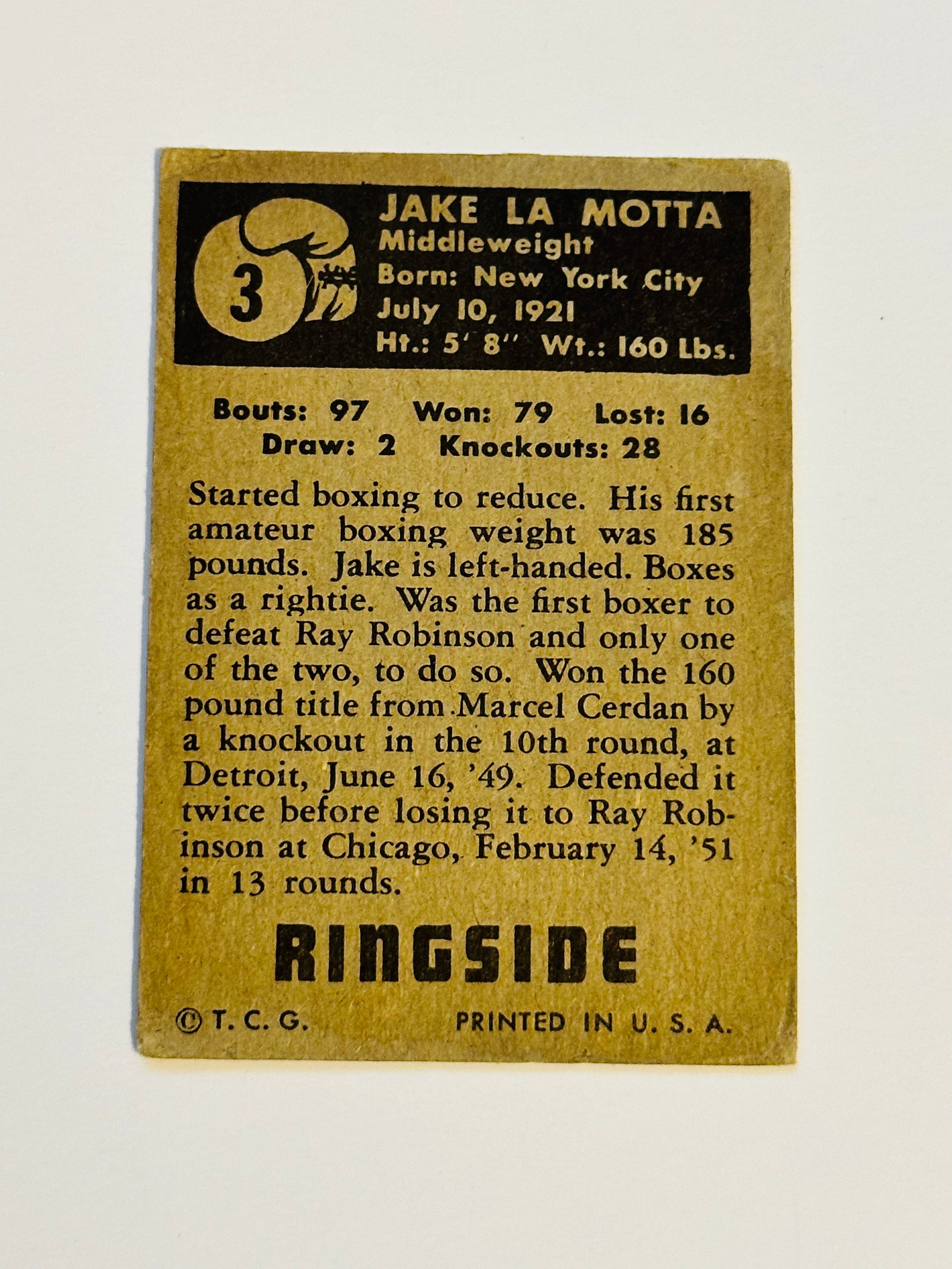 Jake La Motta Topps Ringside Boxing ex condition card 1951