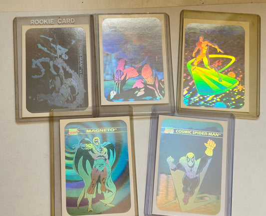 Marvel universe series 1 rare 5 cards hologram insert set 1990