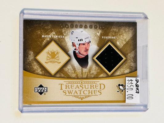 Mario Lemieux rare Upper Deck Treasure Swatches insert card numbered