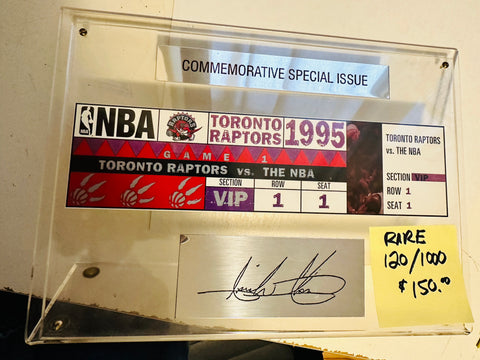 Toronto Raptors NBA basketball rare first game commerative limited issued numbered ticket in display holder 1995