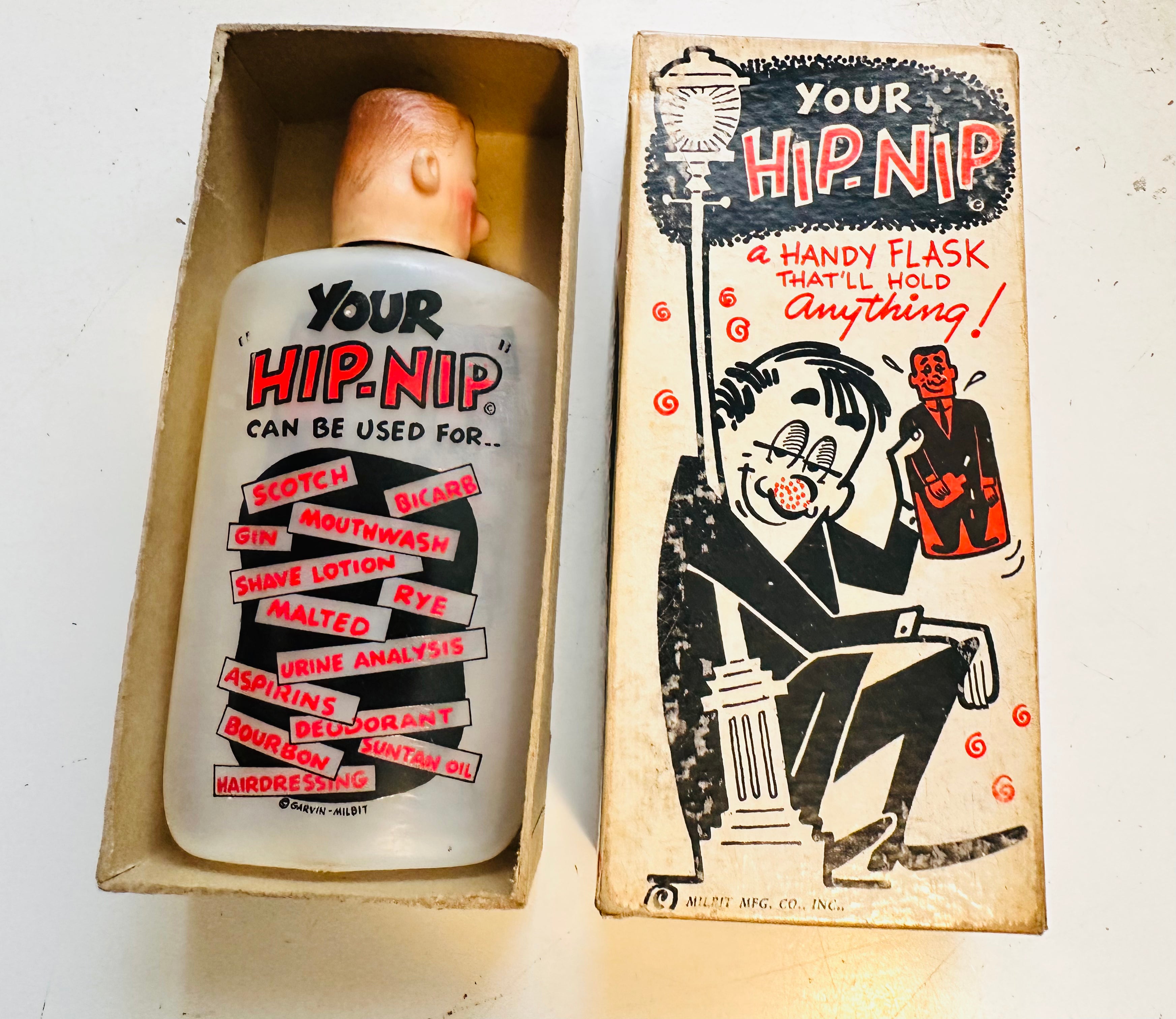 1950s rare plastic empty liquor flask with box