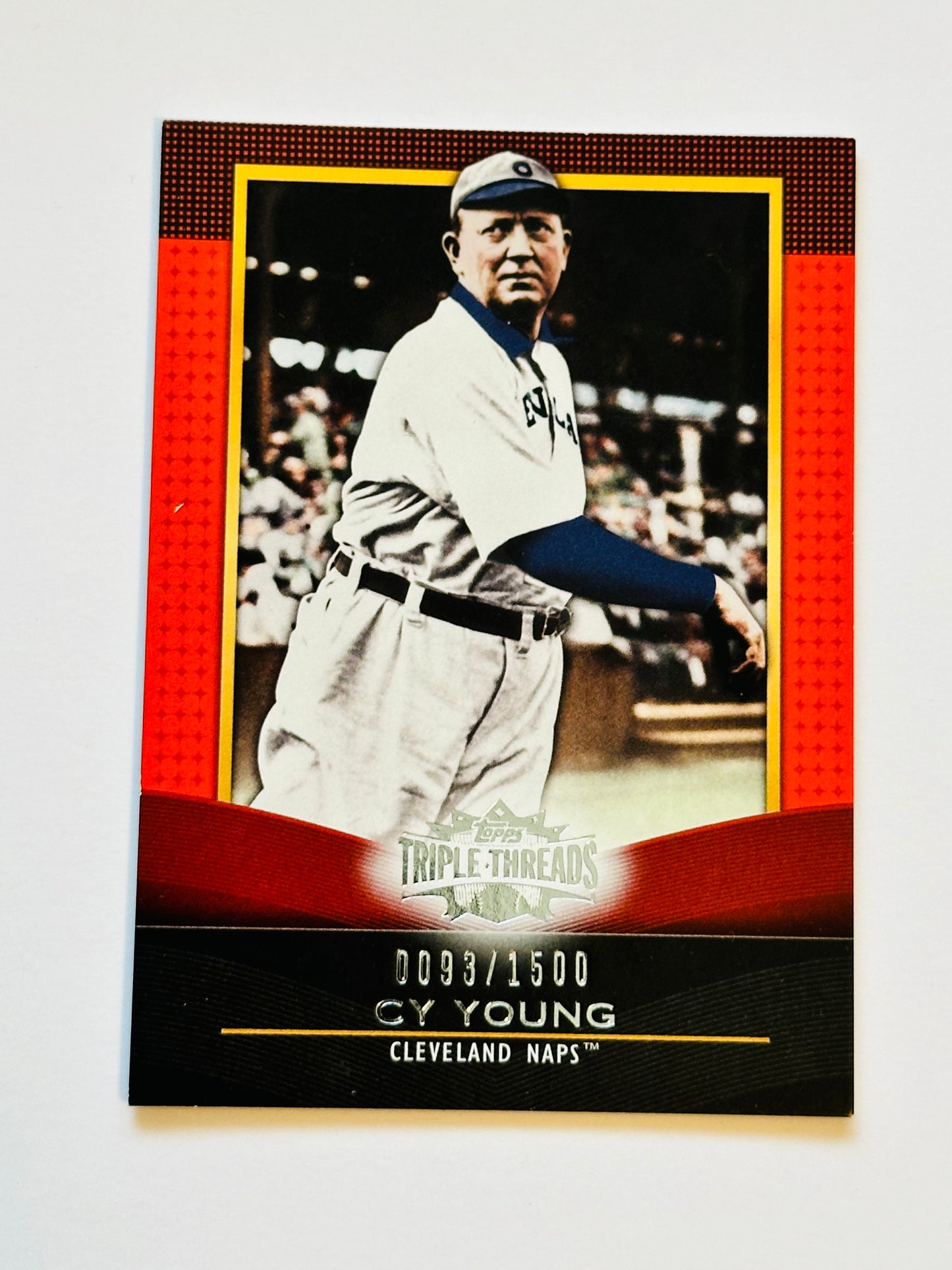 Cy Young Triple Threads numbered baseball insert card 2011