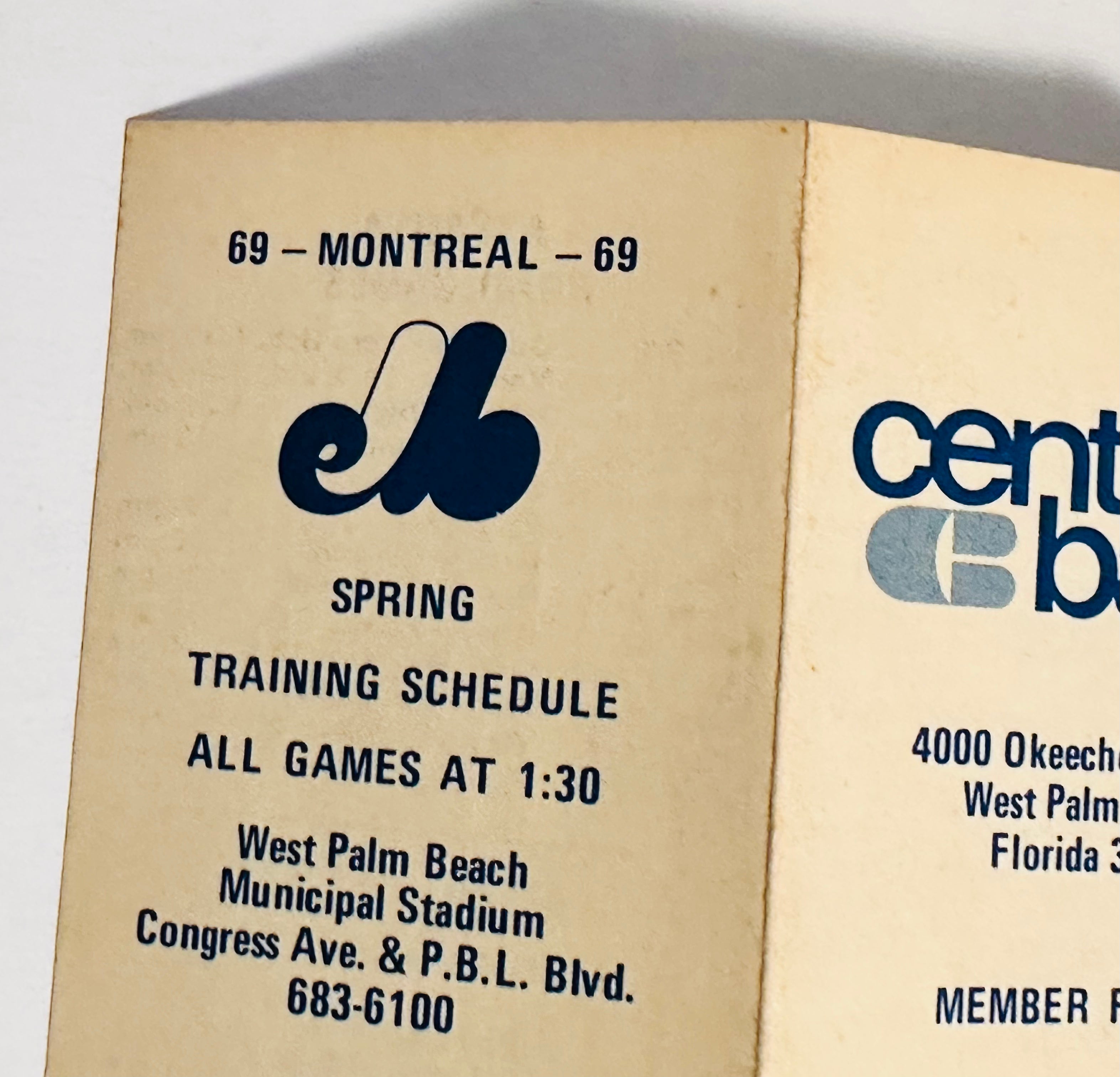 Montreal expos, rare inaugural, spring baseball schedule with Cleveland Indians, 1969