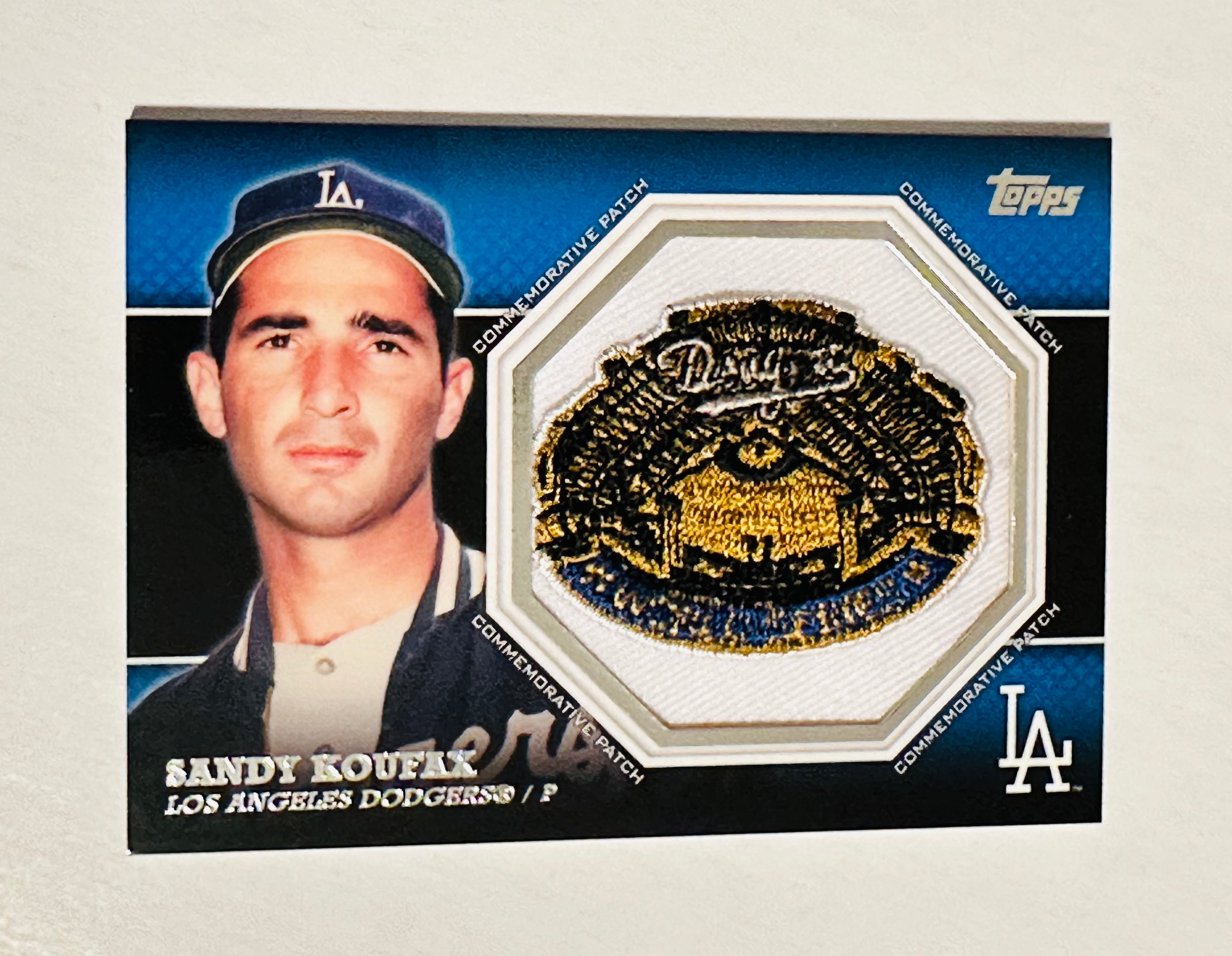 Sandy Koufax, Los Angeles Dodgers, rare commemorative, patch baseball insert card