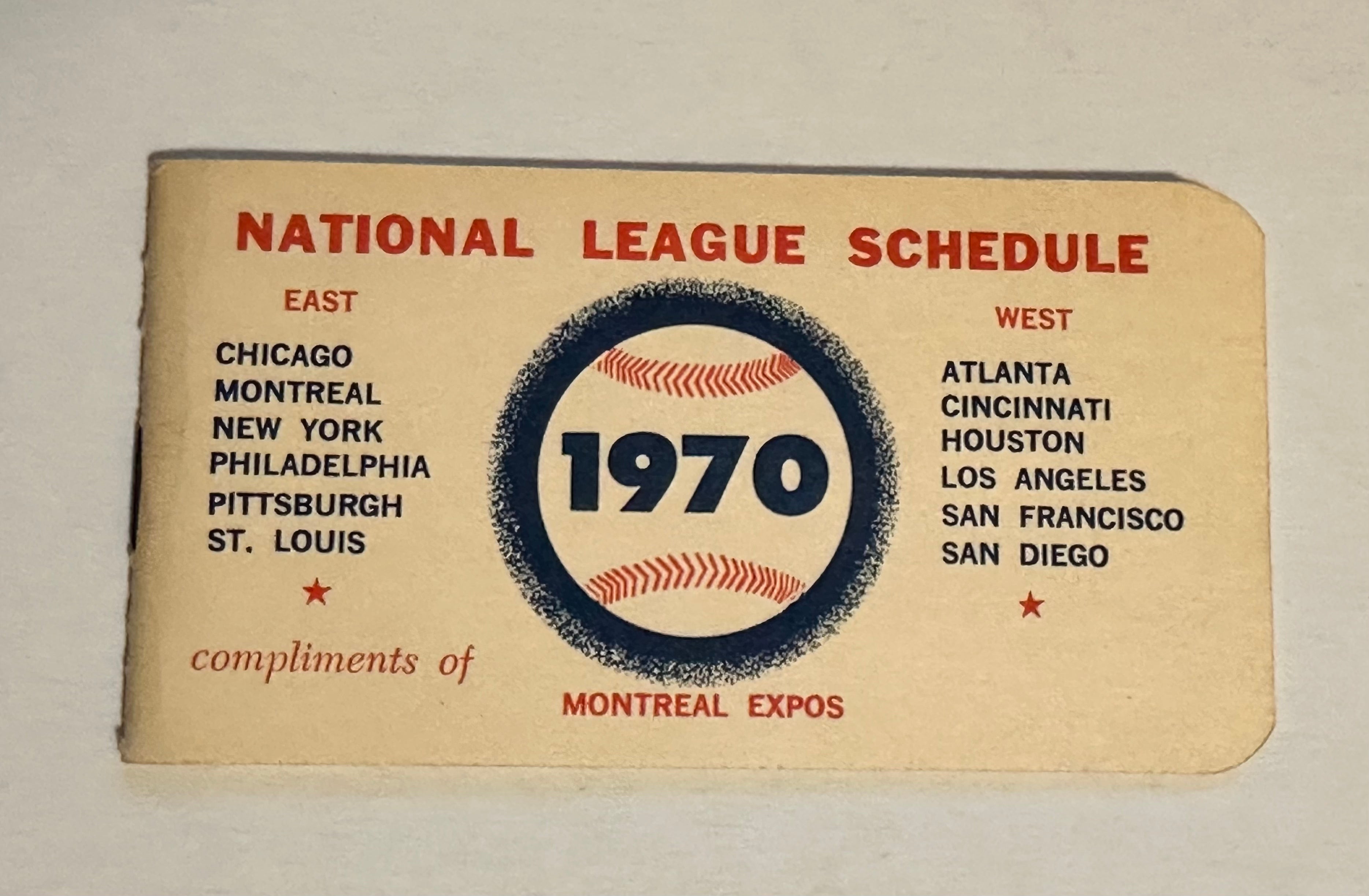 Montreal expos baseball National league vintage booklet schedule 1970