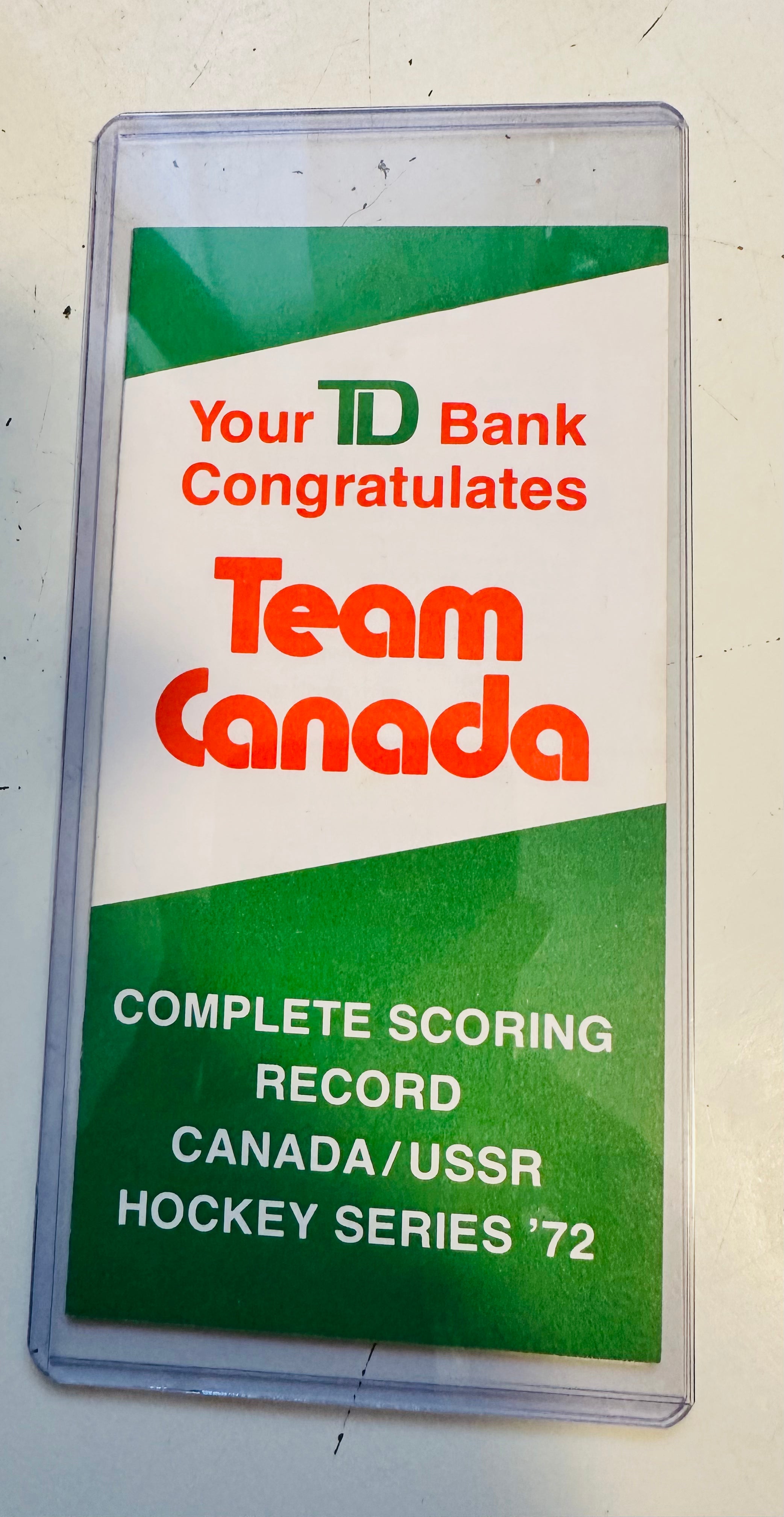 Team Canada 1972 TD bank rare original scoring card brochure