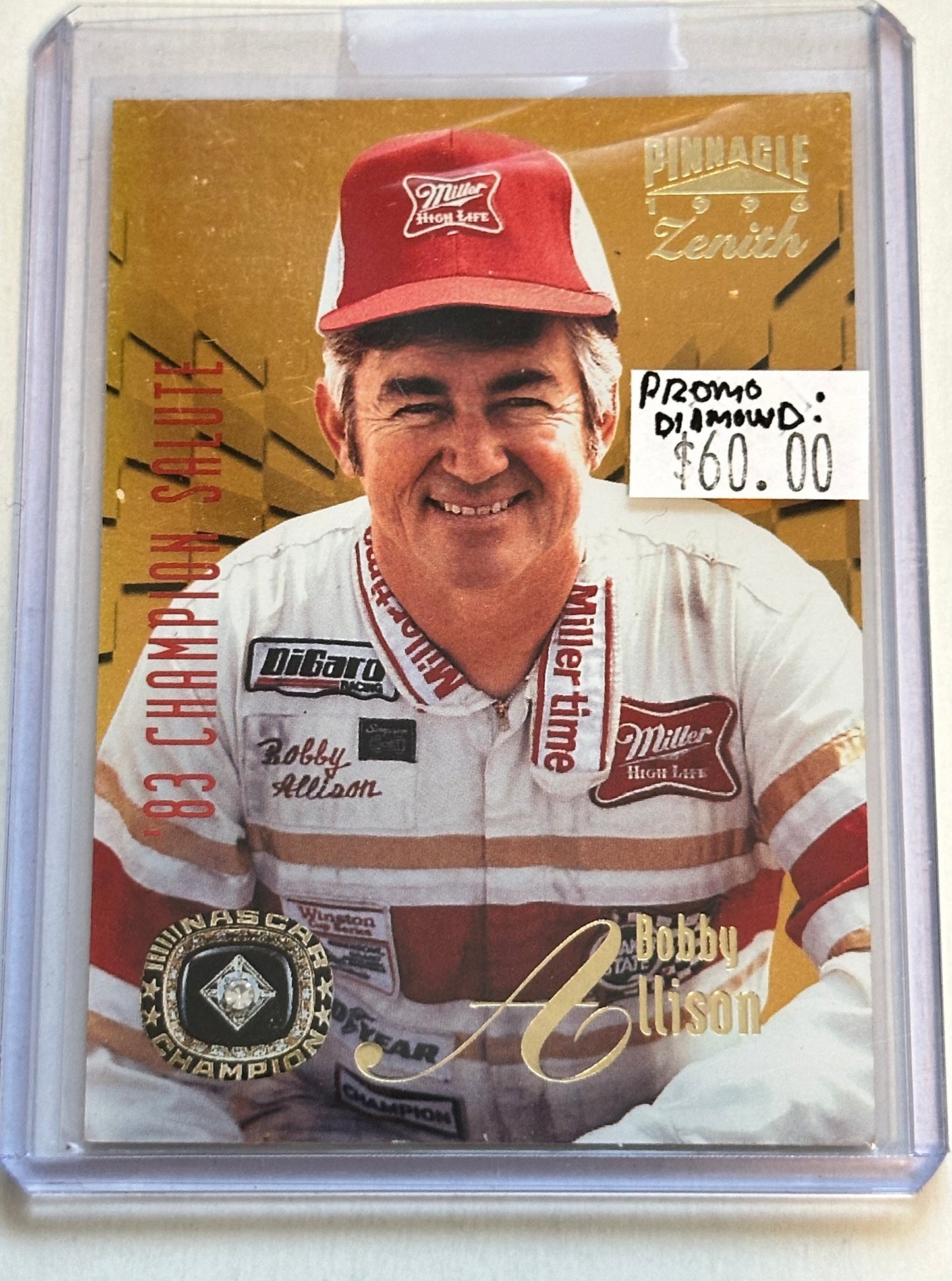 NASCAR Bobby Allison unique racing promo card with Diamond 1996