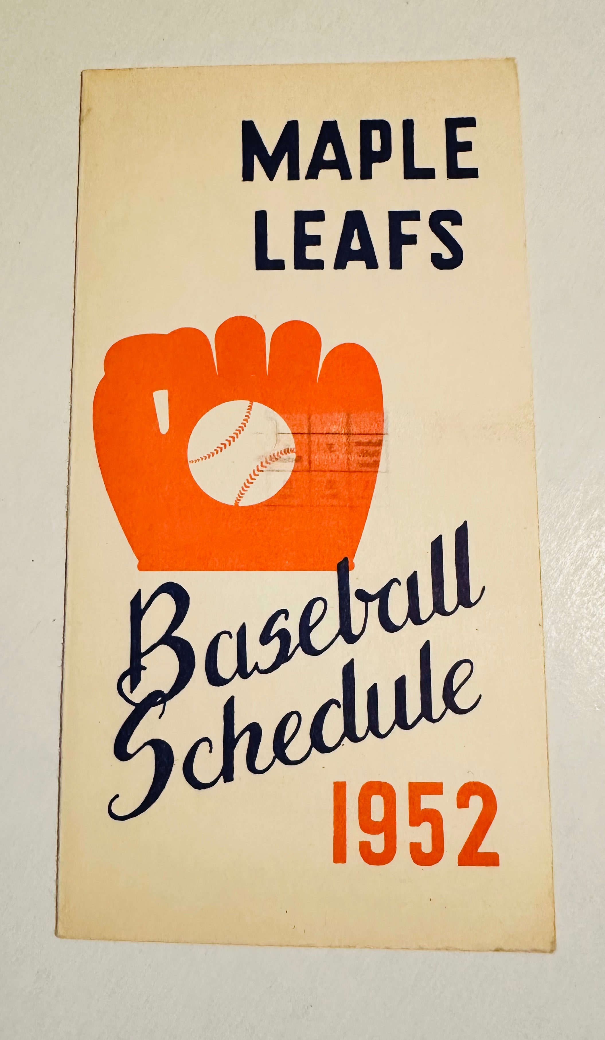 Toronto Maple Leafs baseball rare schedule 1952