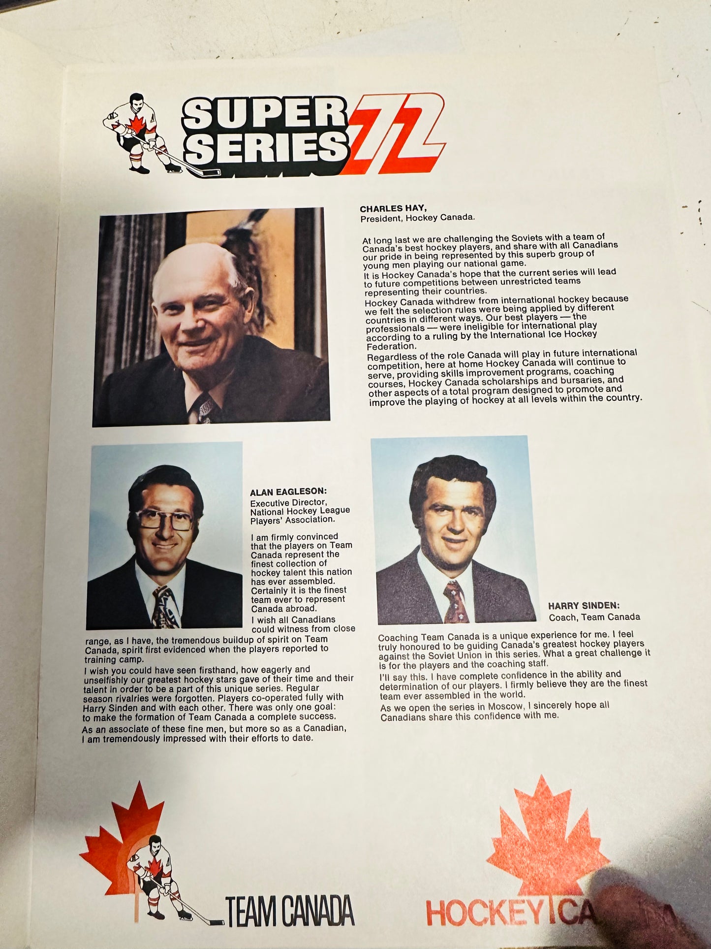 Team Canada rare 1972 original Home program with postcard 1972