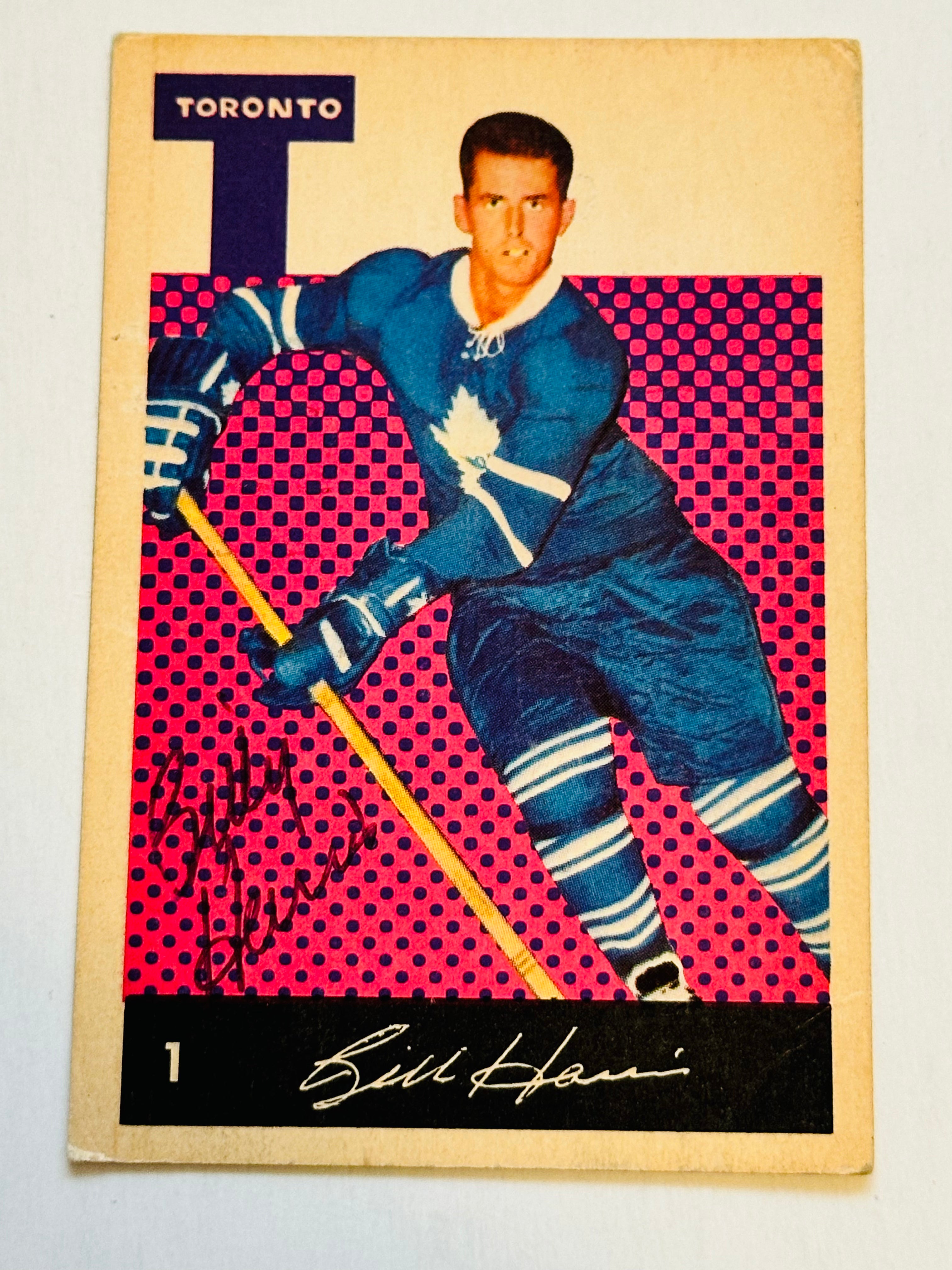 Billy Harris Parkhurst vintage autograph hockey card with COA