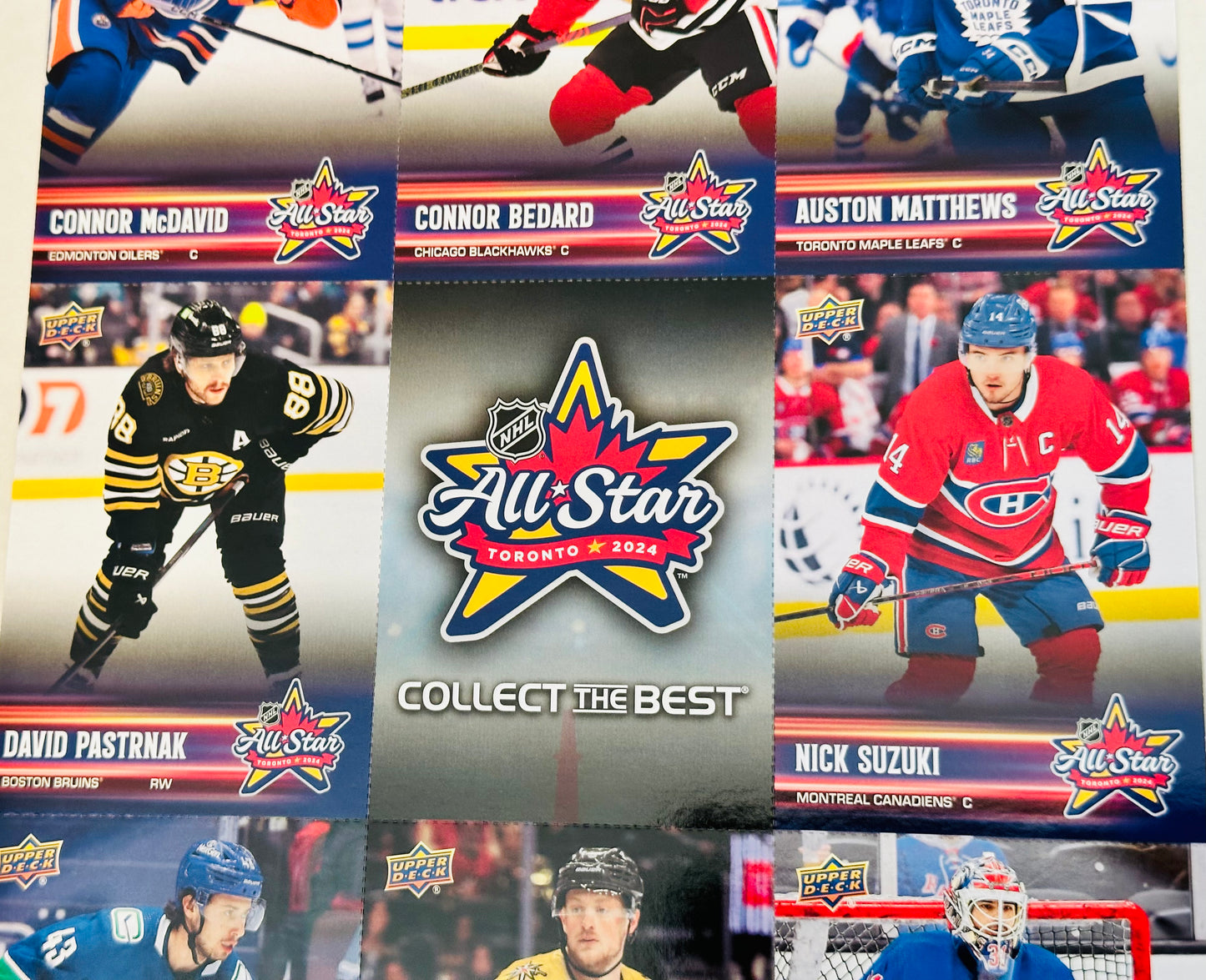 Connor Bedard Upper Deck Rookie hockey card All-Star game limited issued uncut cards sheet 2024