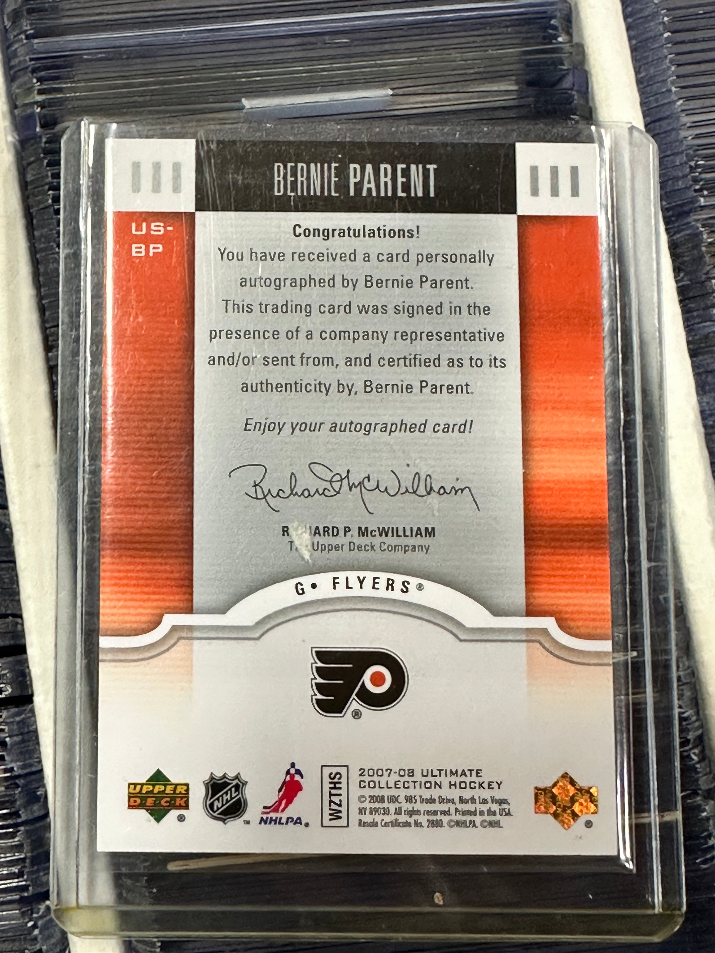 Bernie Parent autographed insert hockey card