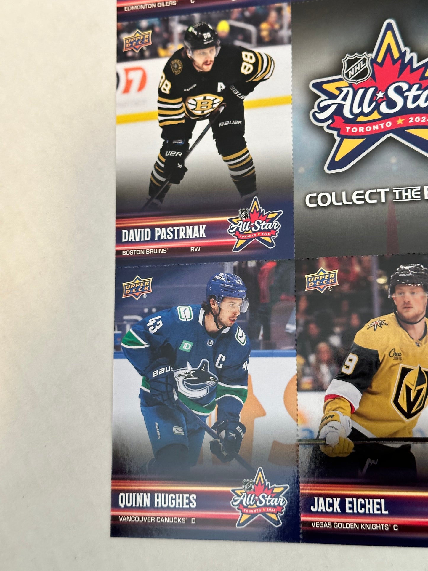 Connor Bedard Upper Deck Rookie hockey card All-Star game limited issued uncut cards sheet 2024