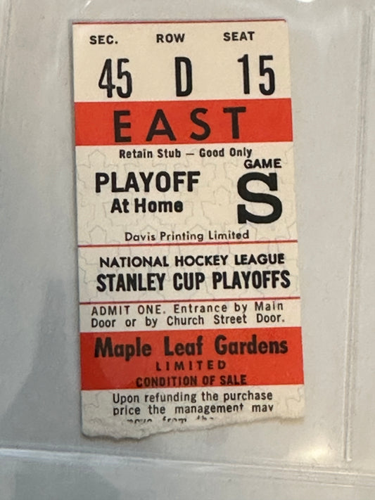 Toronto Maple Leafs Gardens rare playoff game ticket stub 1980s