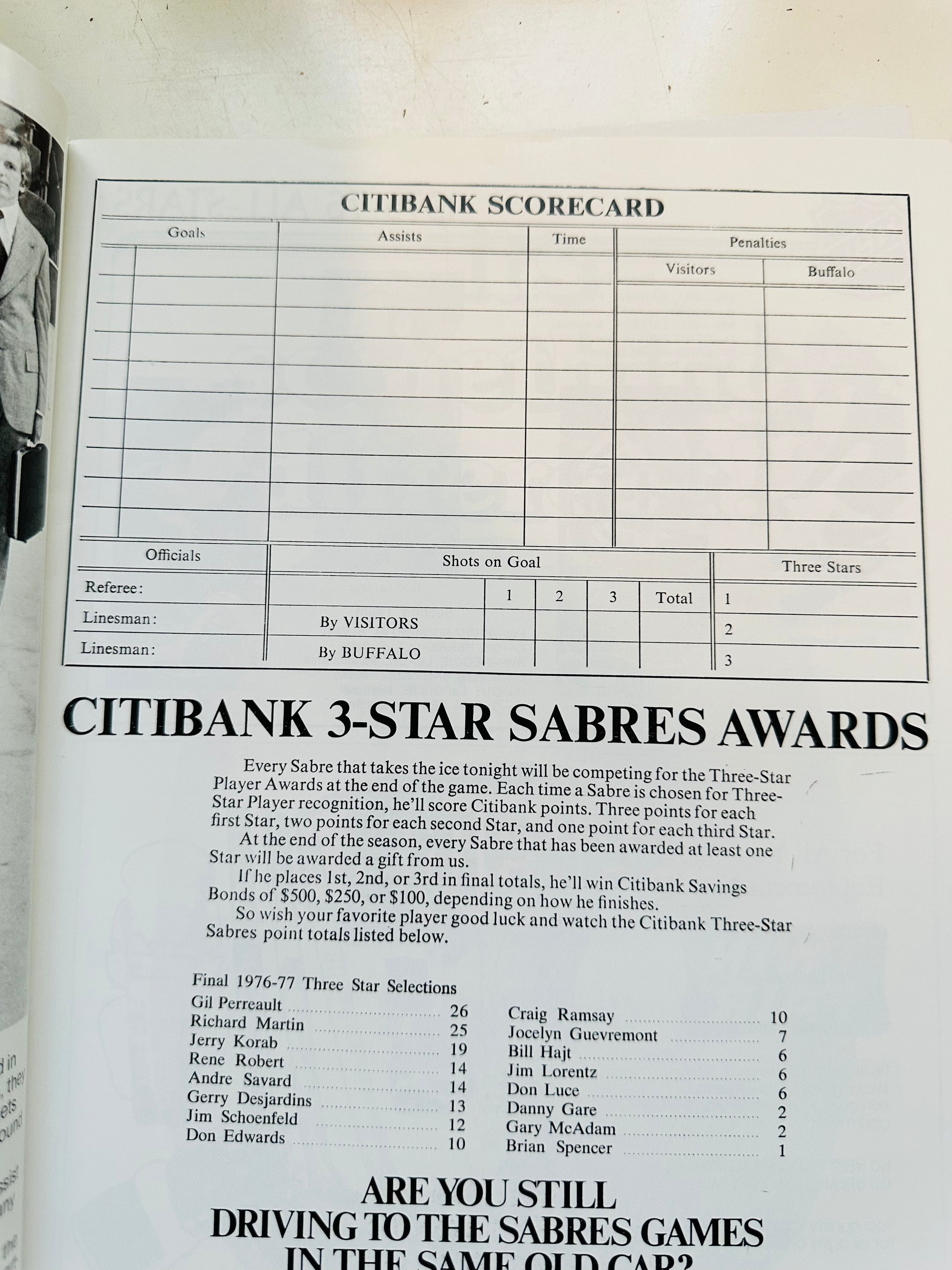 1977 Sabres Vs Islanders hockey game program April