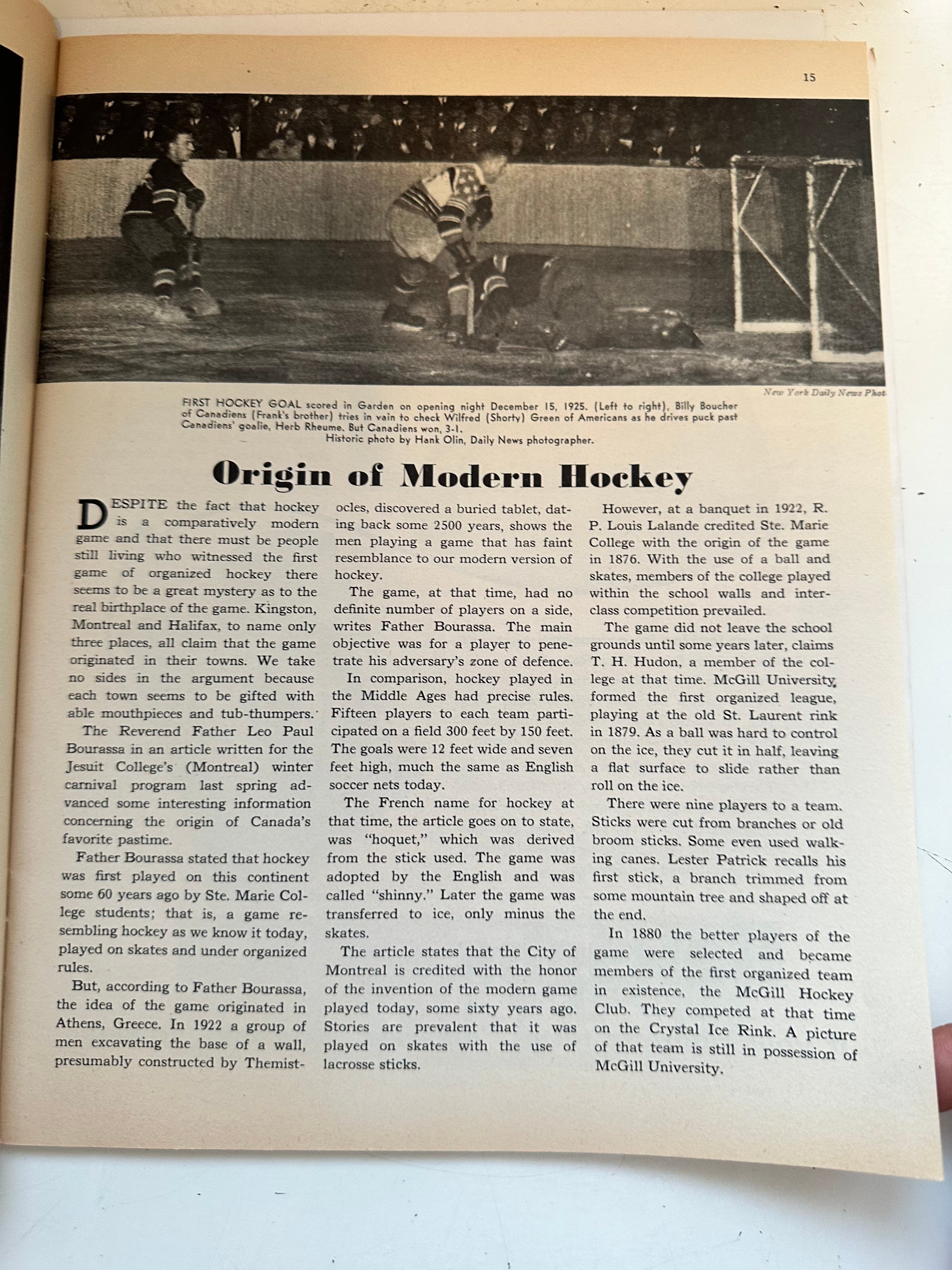 1944 Rangers Vs Detroit original hockey game program