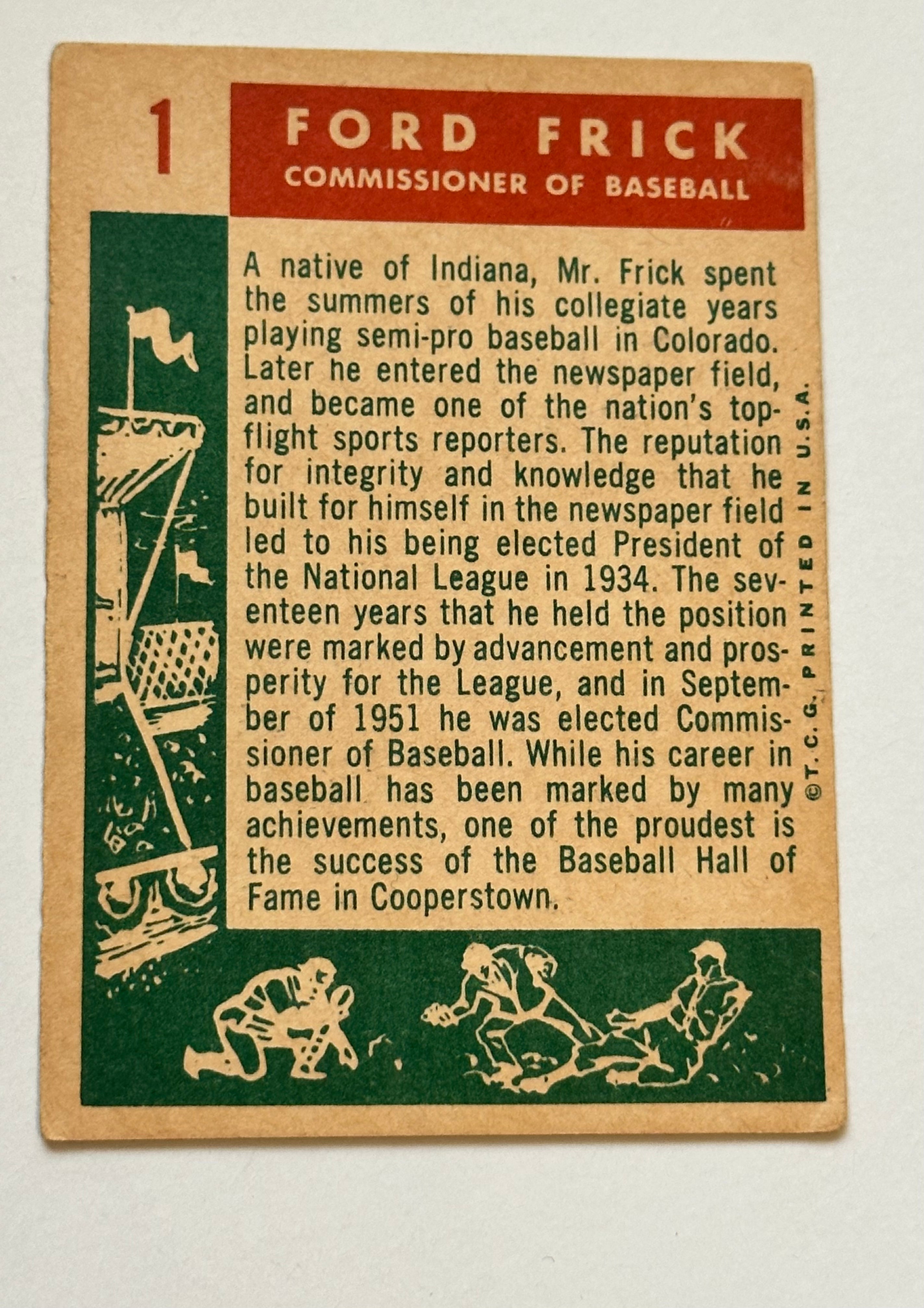 Ford Frick baseball commissioner #1 baseball card 1959