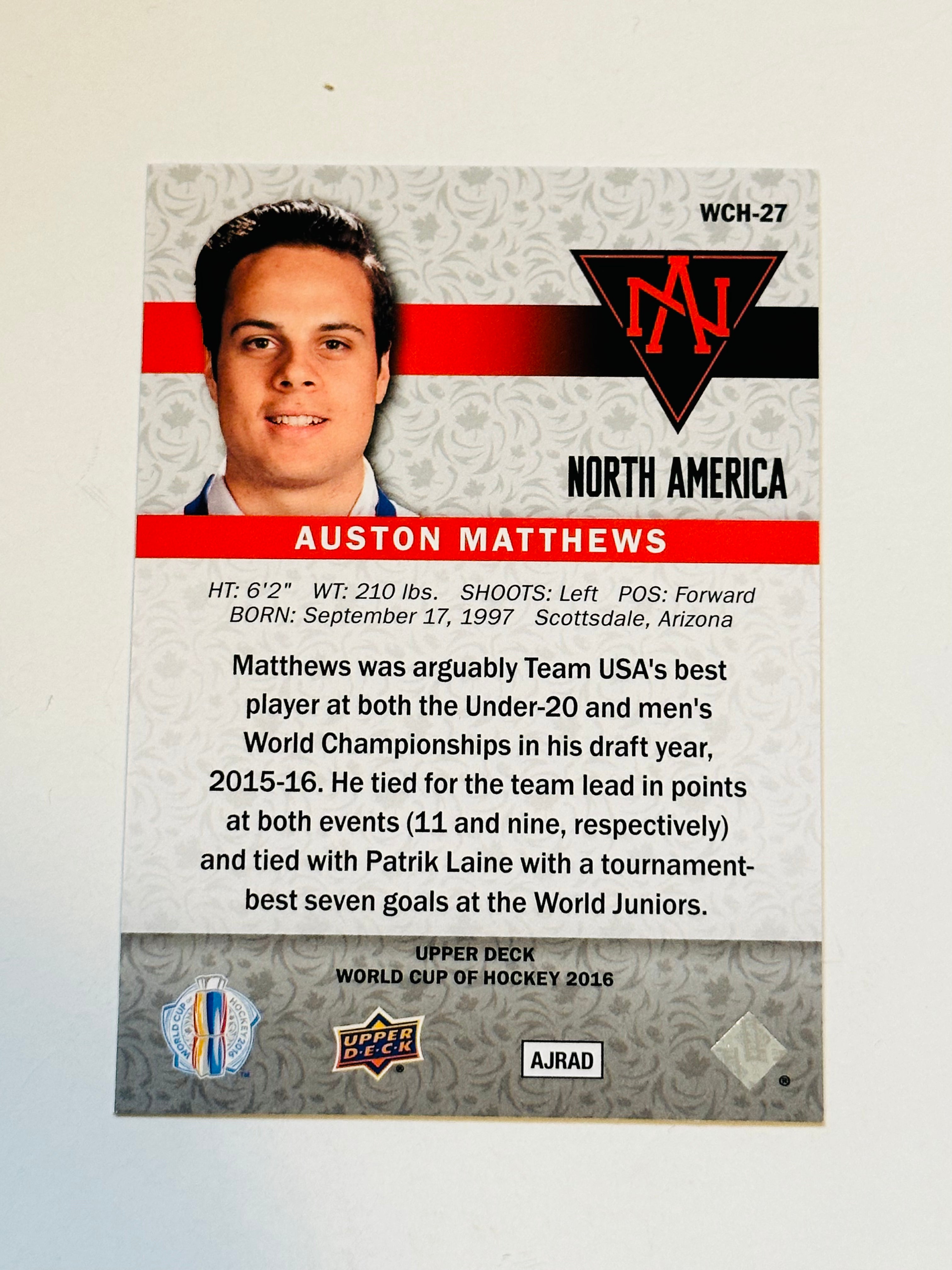 Auston Matthews North America hockey rookie card 2016