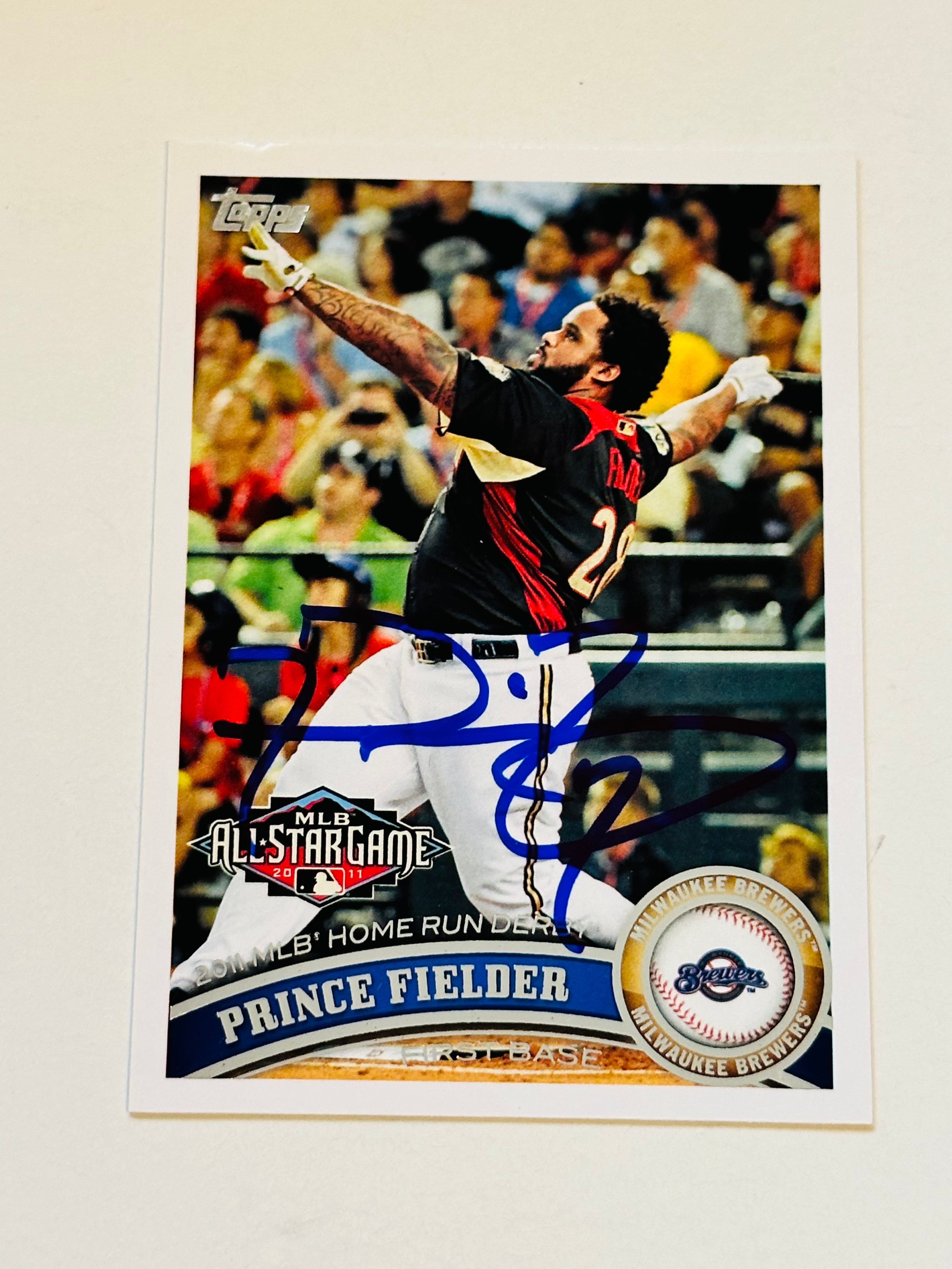 Prince Fielder autographed baseball card with COA