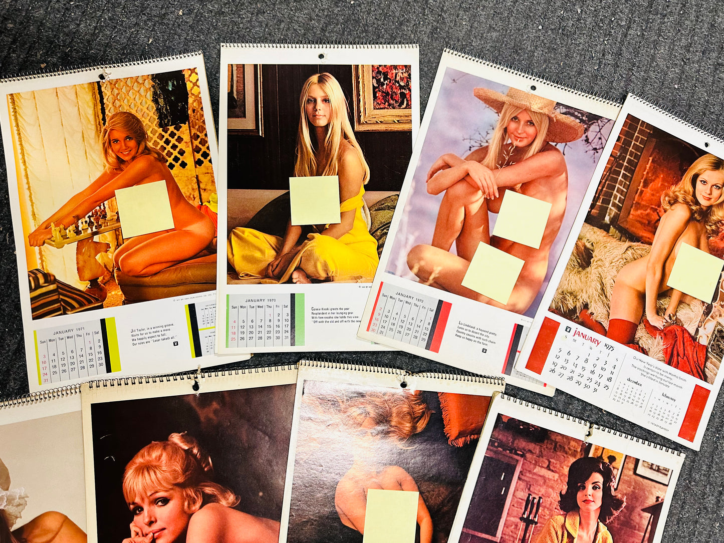 Playboy Calendars 8 complete lot deal 1960s and 70s