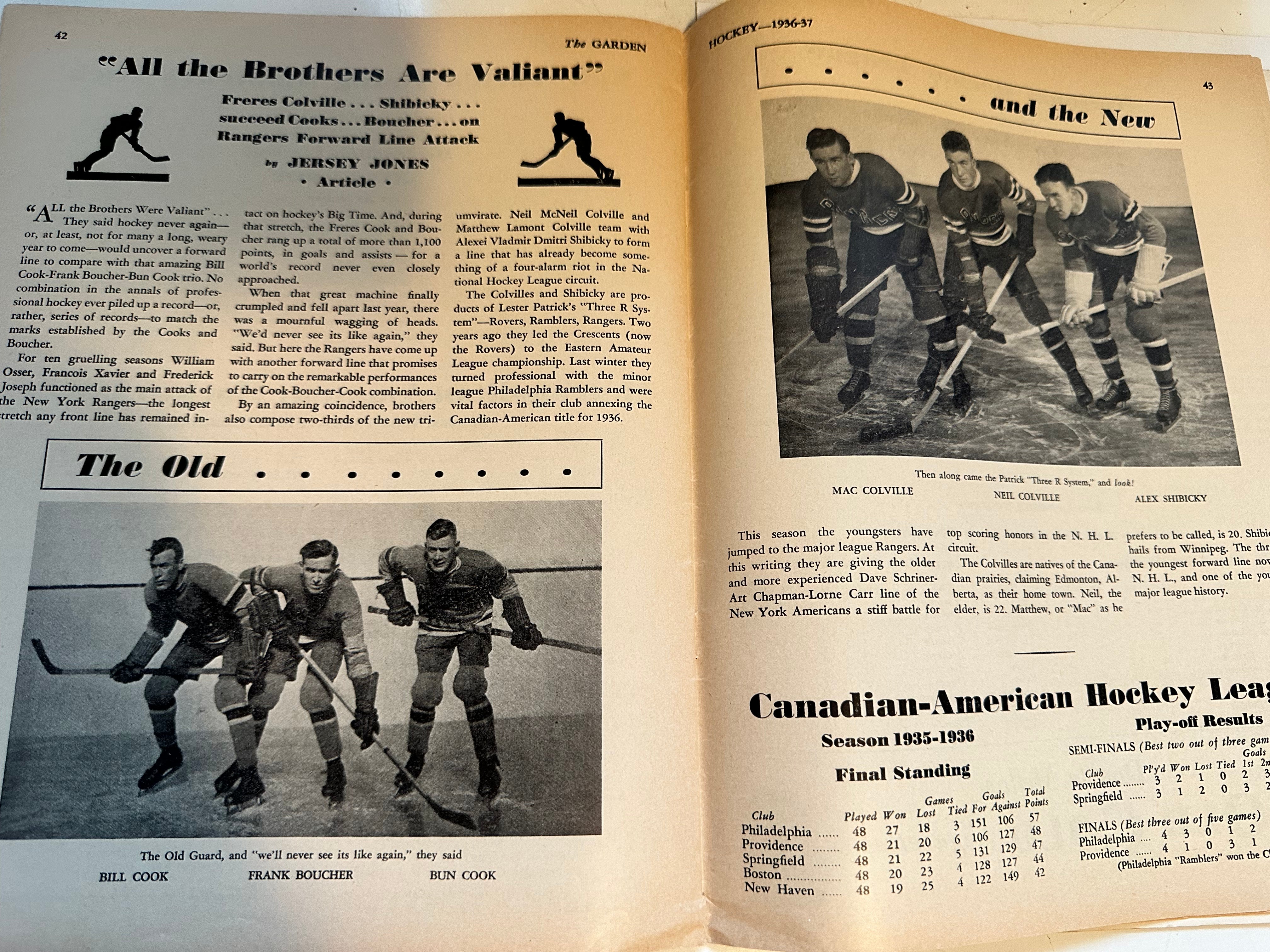 New York American Vs Montreal Canadiens original hockey game program January 1937