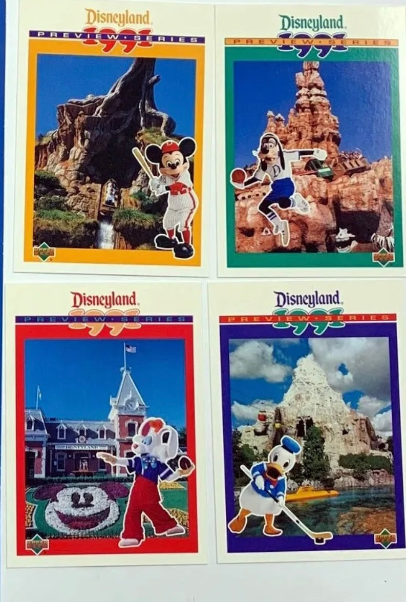 Disneyland rare full unused vintage ticket with Factory Sealed upper deck cards Preview set 1991