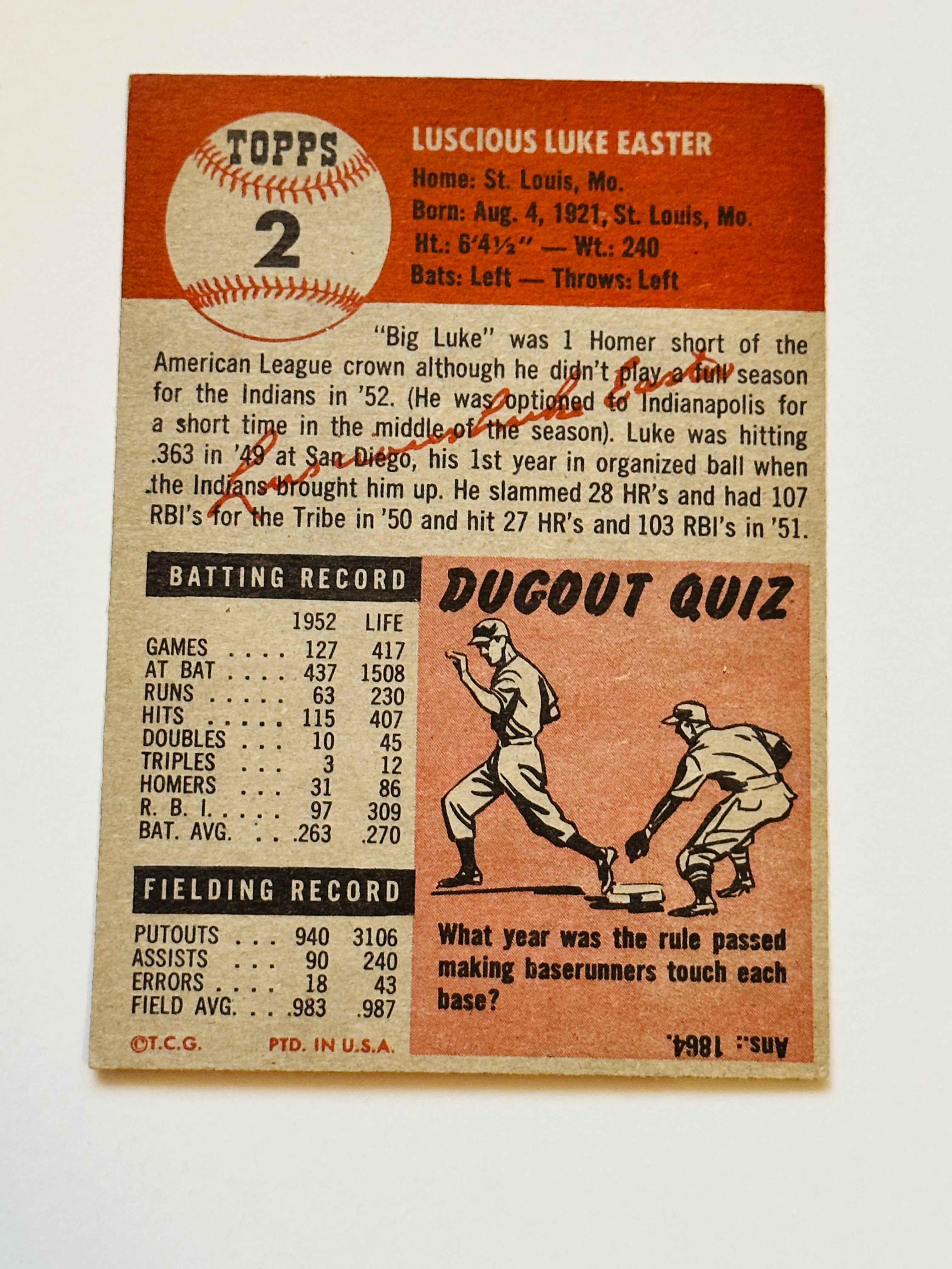 1953 Topps Luke Easter ex condition baseball card