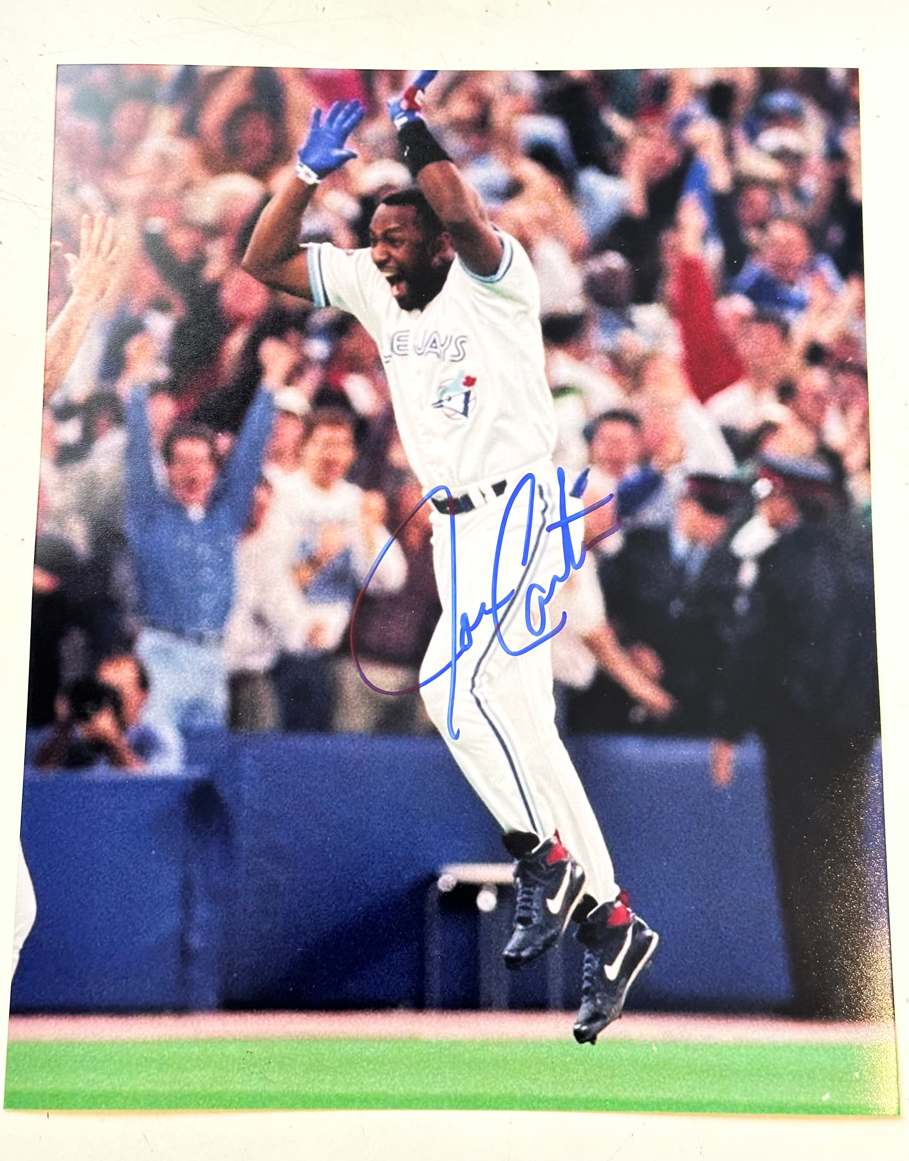 Joe Carter Blue Jays baseball legend signed 8x10 photo with COA