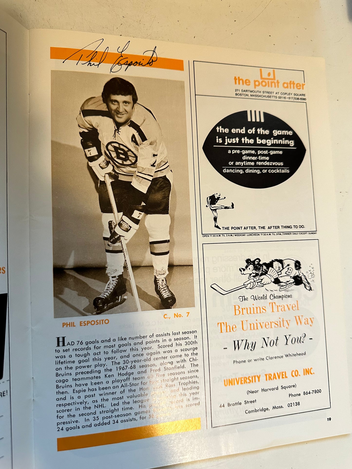 1972 Boston Bruins Stanley Cup original hockey program