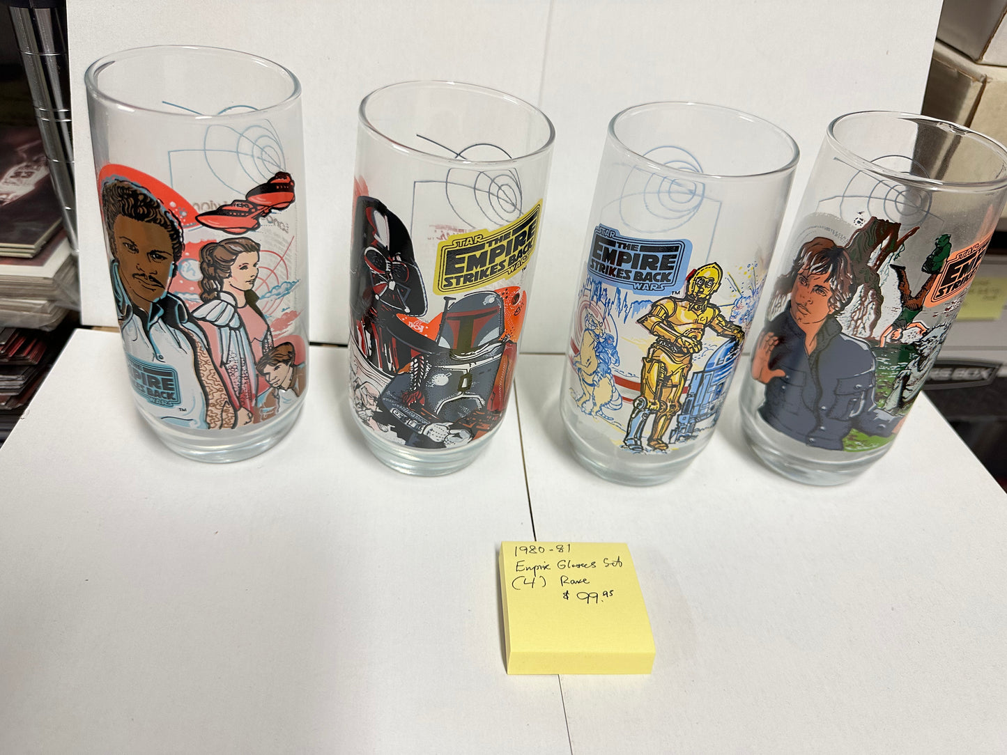 Star Wars Empire Strikes back movie 4 rare Burger King glasses set 1980