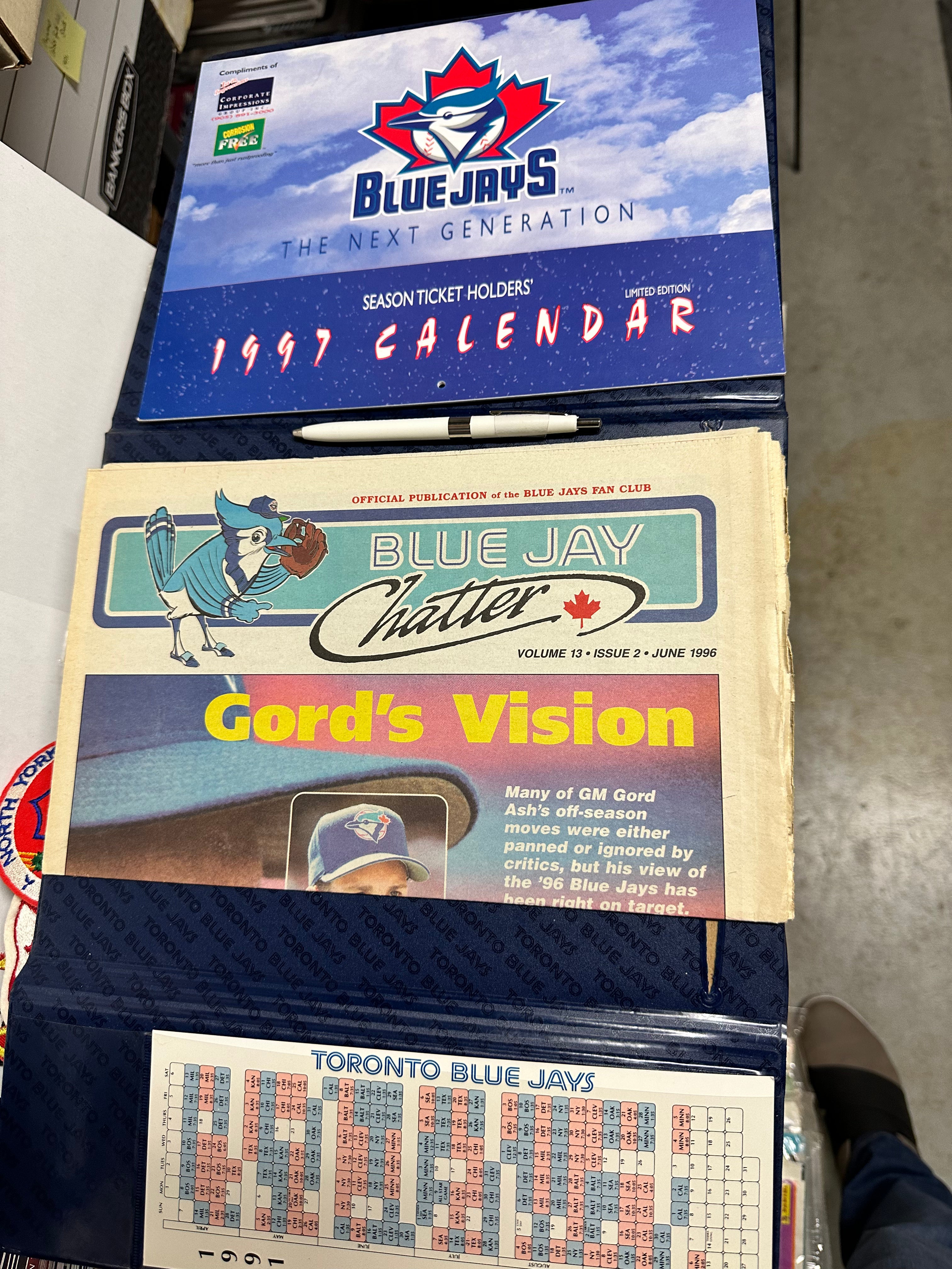 Blue Jays baseball season ticket holder custom binder with Calendar, pen and more 1997