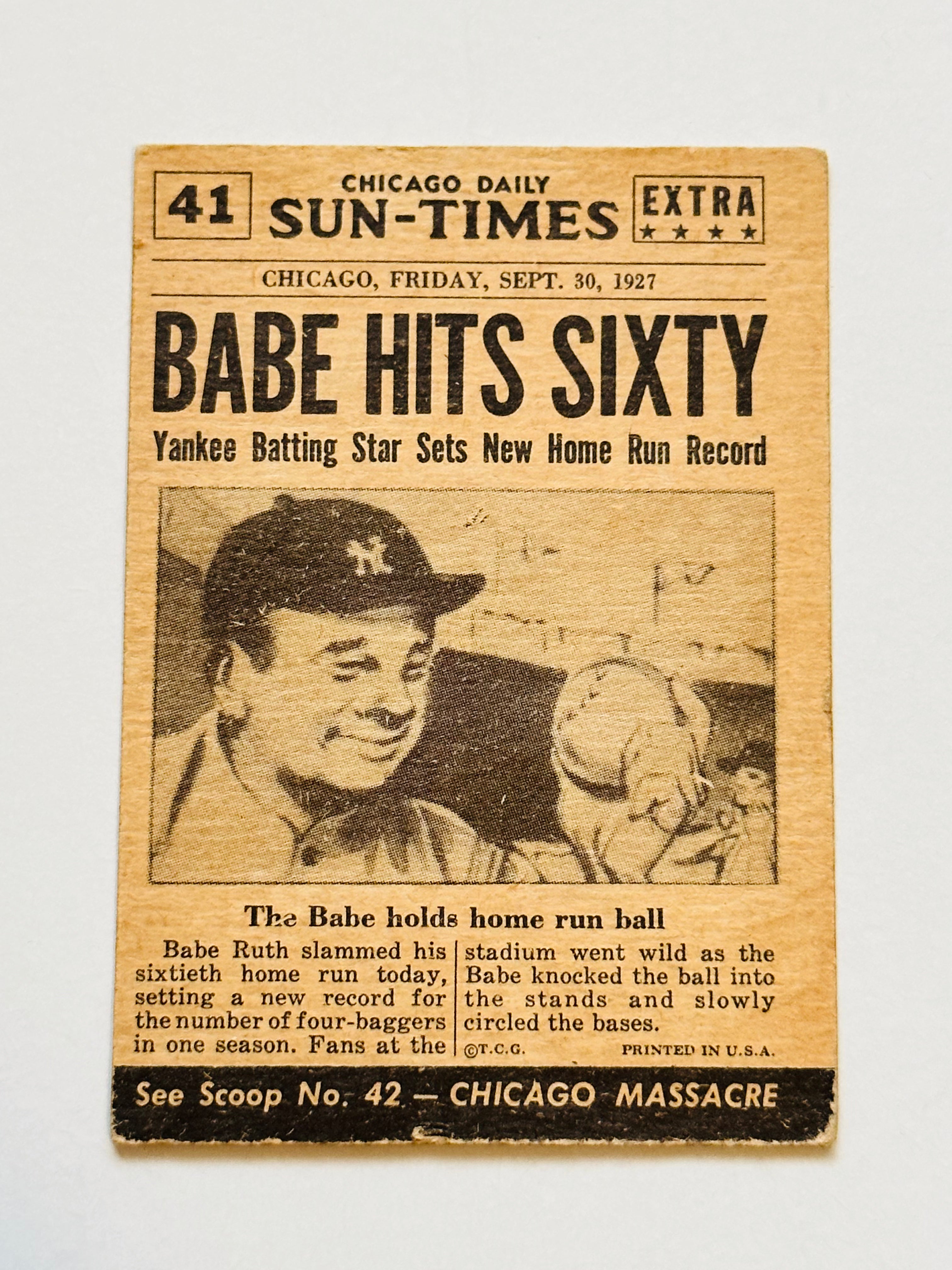 Babe Ruth Topps Scoops rare baseball card 1954