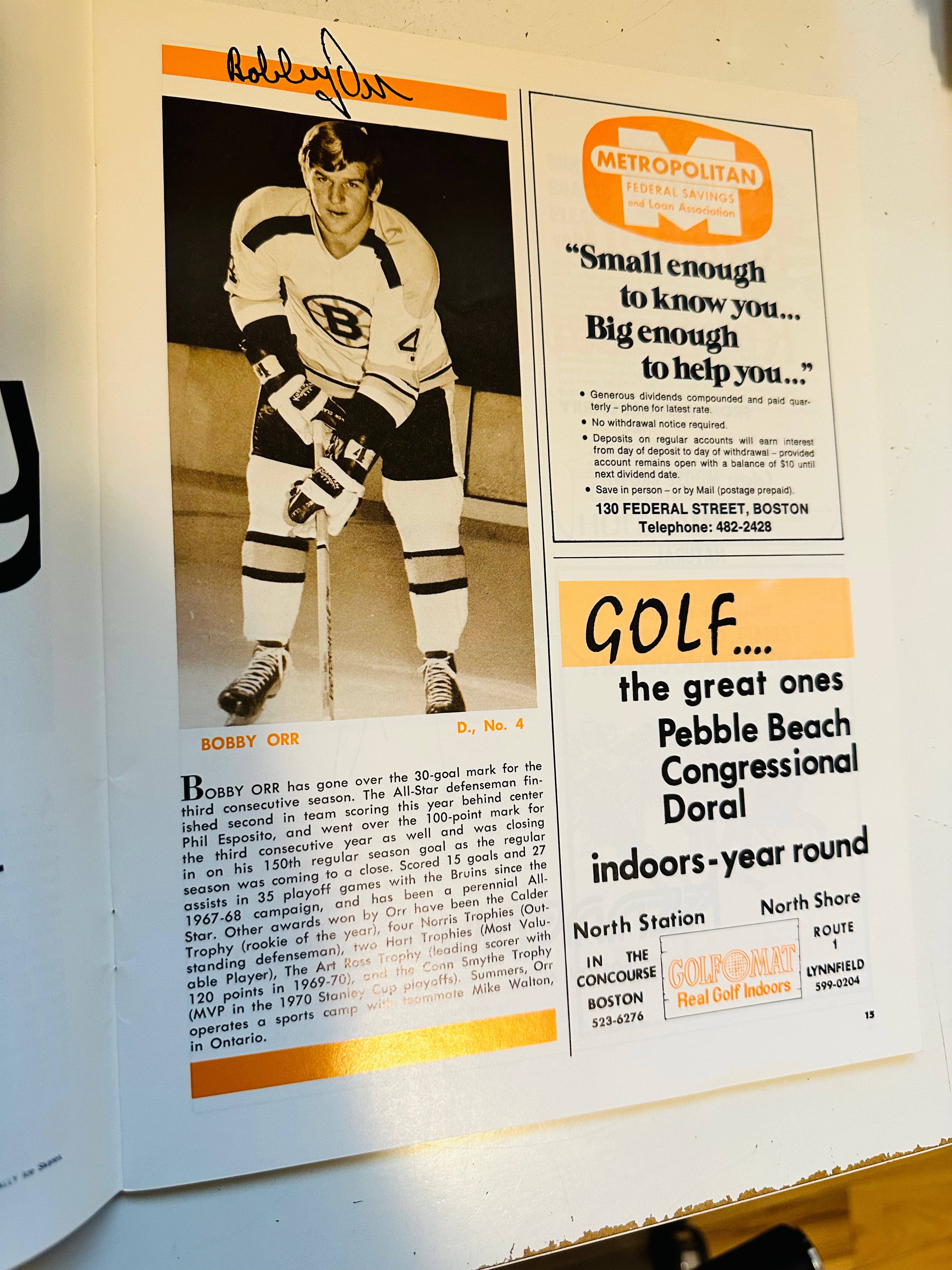 1972 Boston Bruins Stanley Cup original hockey program