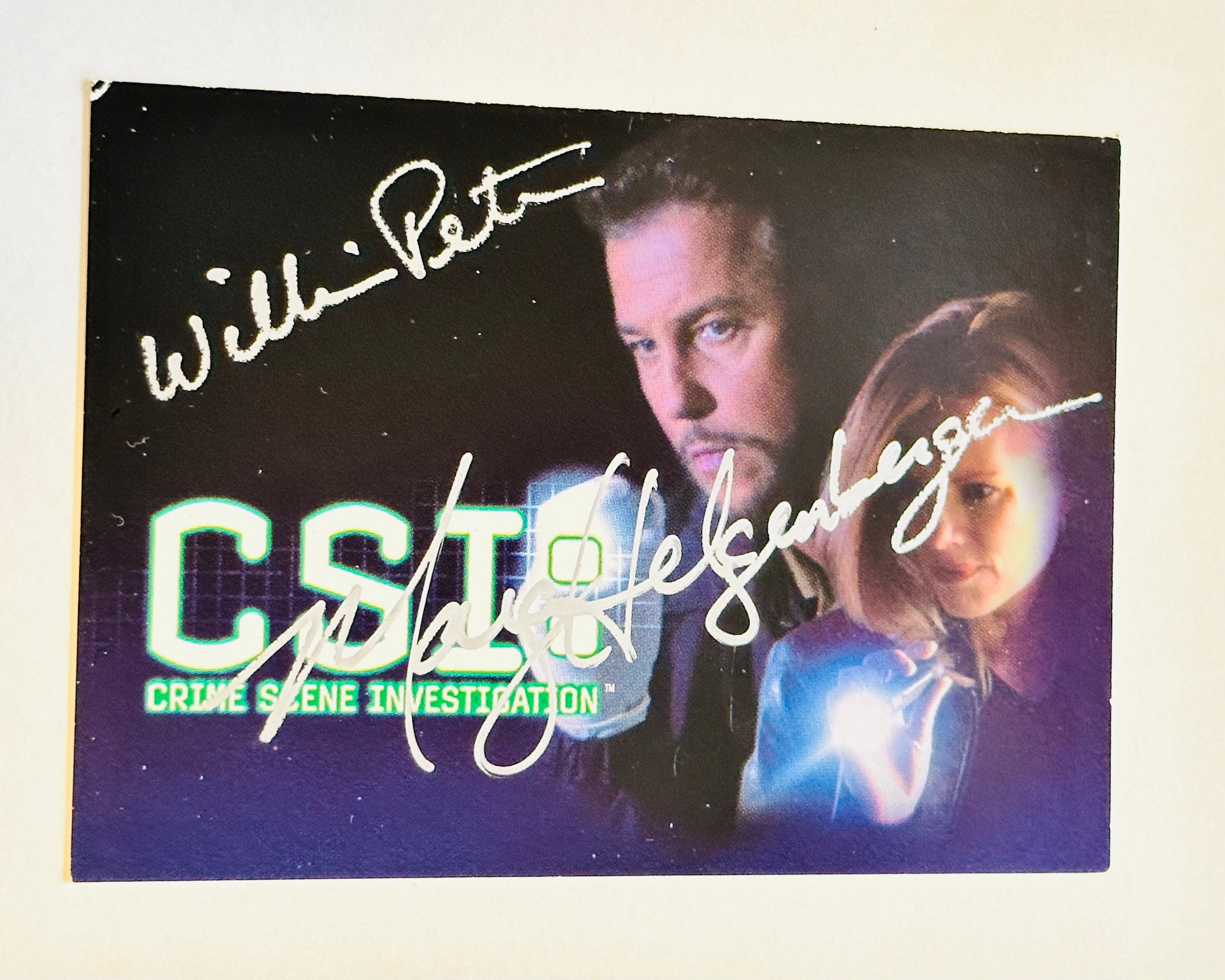 CSI Peterson and Helgenberger signed card with COA