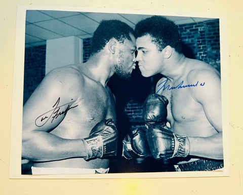 Muhammad Ali Vs Joe Frazier rare double autograph 8x10 photo with COA