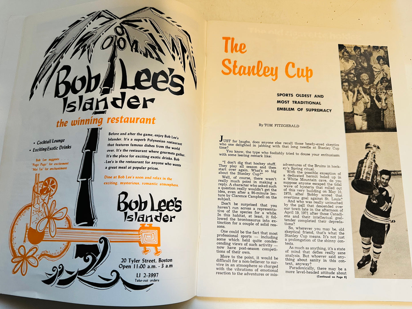 1972 Boston Bruins Stanley Cup original hockey program