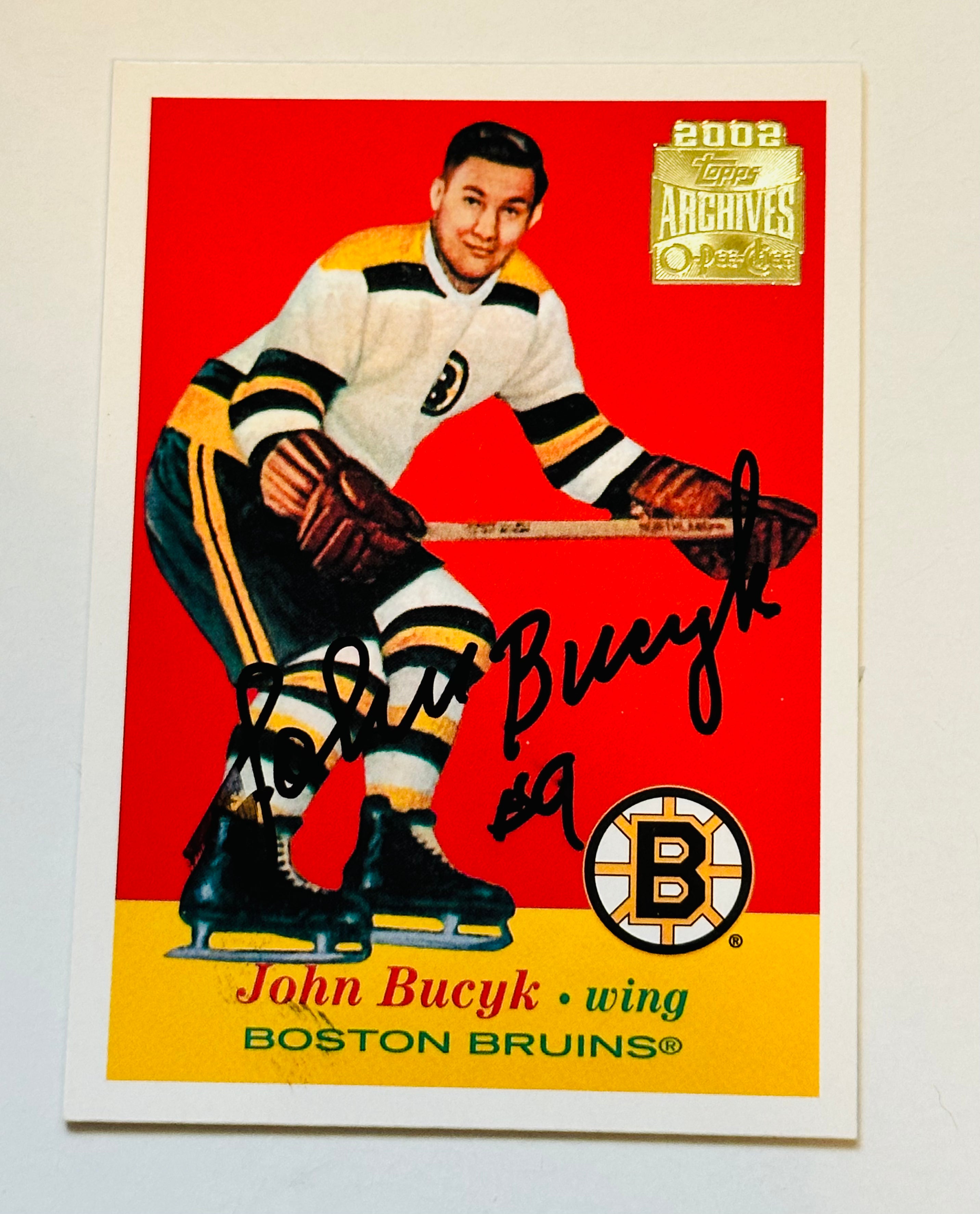 Johnny Bucyk Boston Bruins hockey autograph card with COA