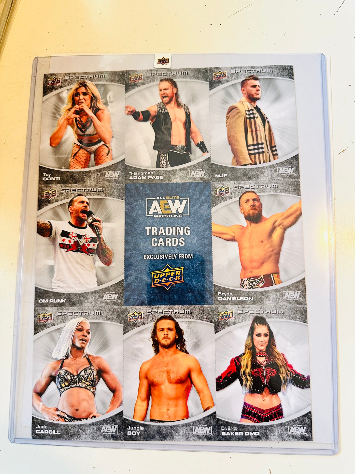 AEW wrestling Upper Deck spectrum uncut rare cards sheet 2022